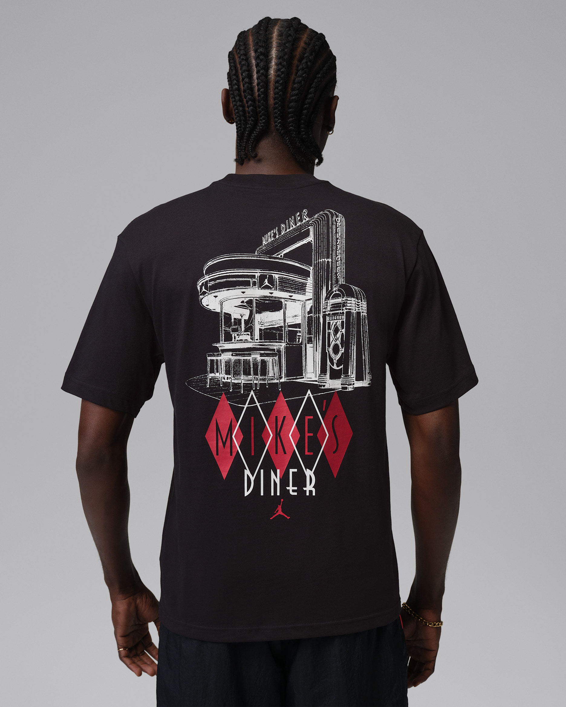 조던 남성 티셔츠 - 블랙/화이트/유니버시티 레드