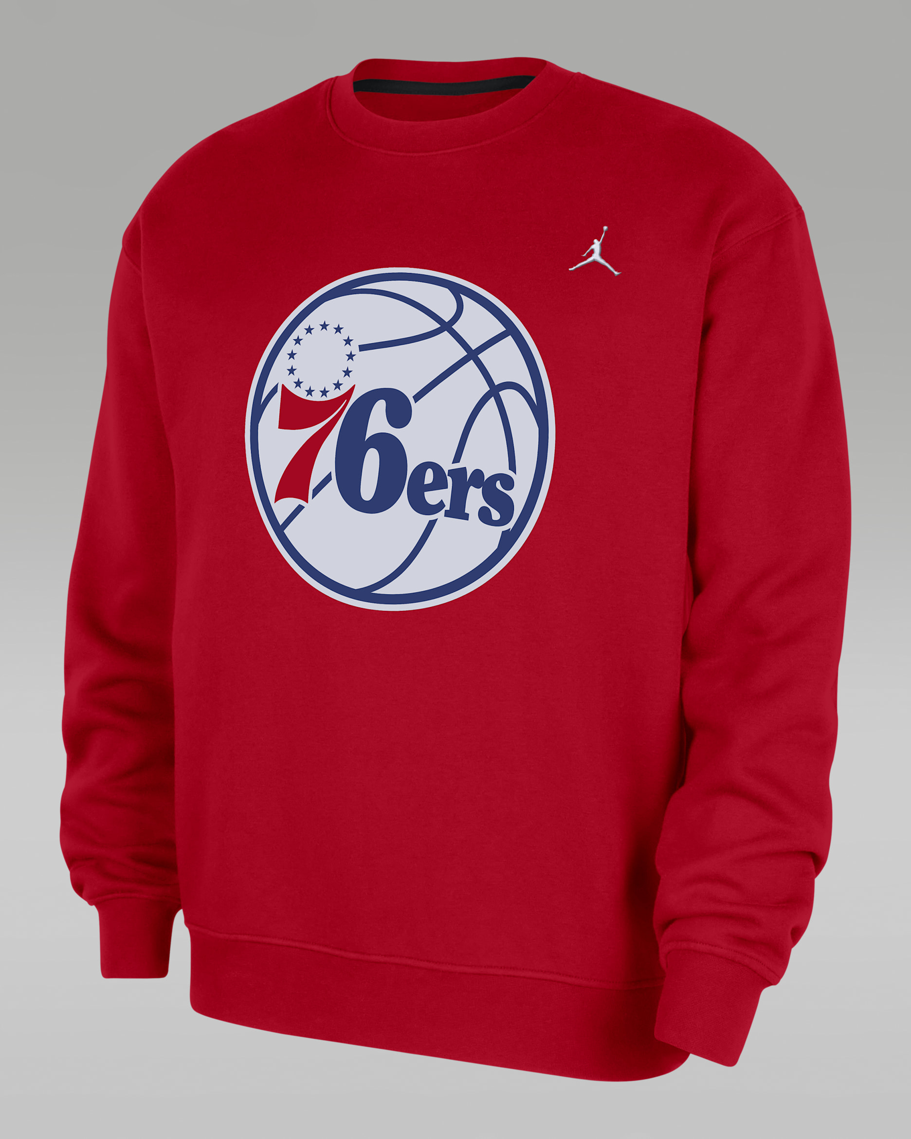 Philadelphia 76ers Statement Essentials Men's Jordan NBA Fleece Crew-Neck Sweatshirt - University Red/White
