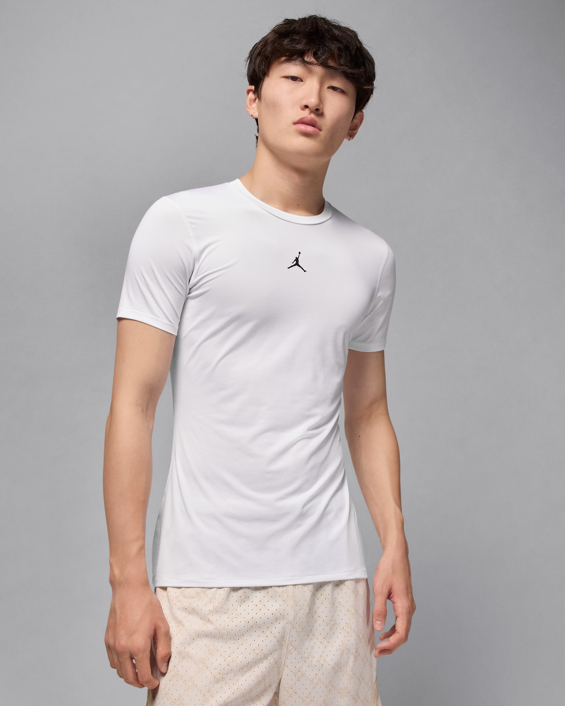 ジョーダン スポーツ メンズ Dri-FIT ショートスリーブ インナー トップ - ホワイト/ブラック