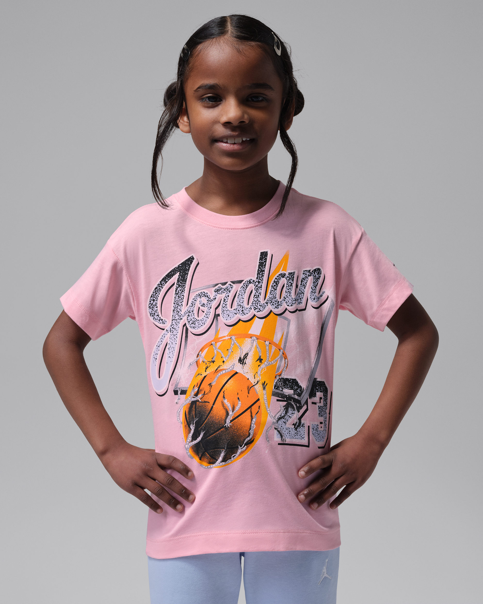 Jordan Little Kids' She's On Fire Script T-Shirt - Pink