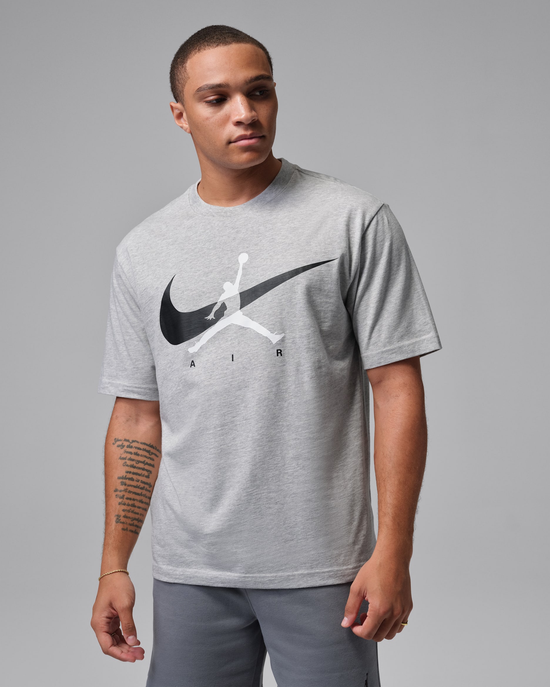 ジョーダン ブルックリン メンズ ジャンプマン Tシャツ - グレーヘザー/ブラック