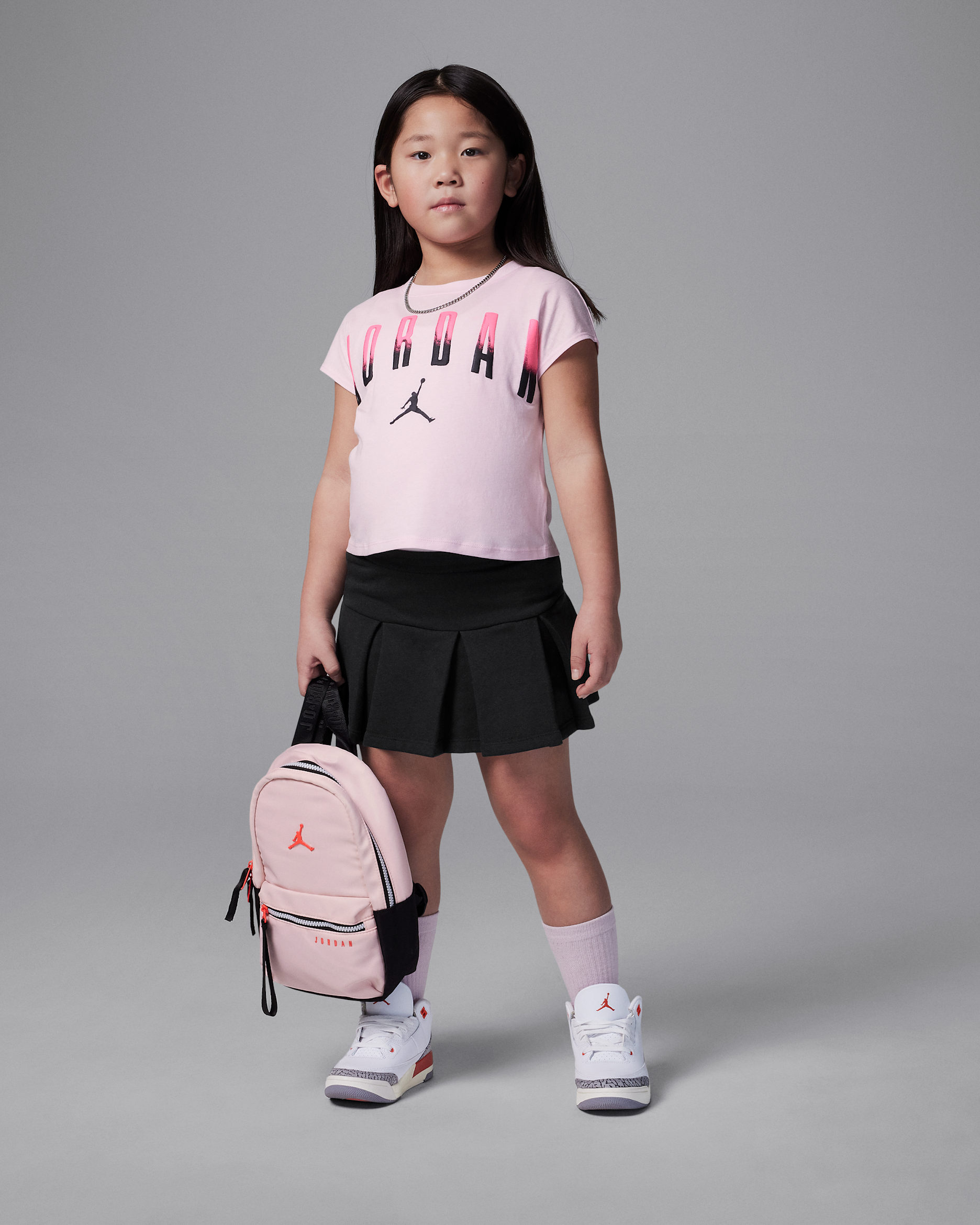 Conjunto de 2 piezas de skort plisado para niños de preescolar Jordan - Sombrío apagado