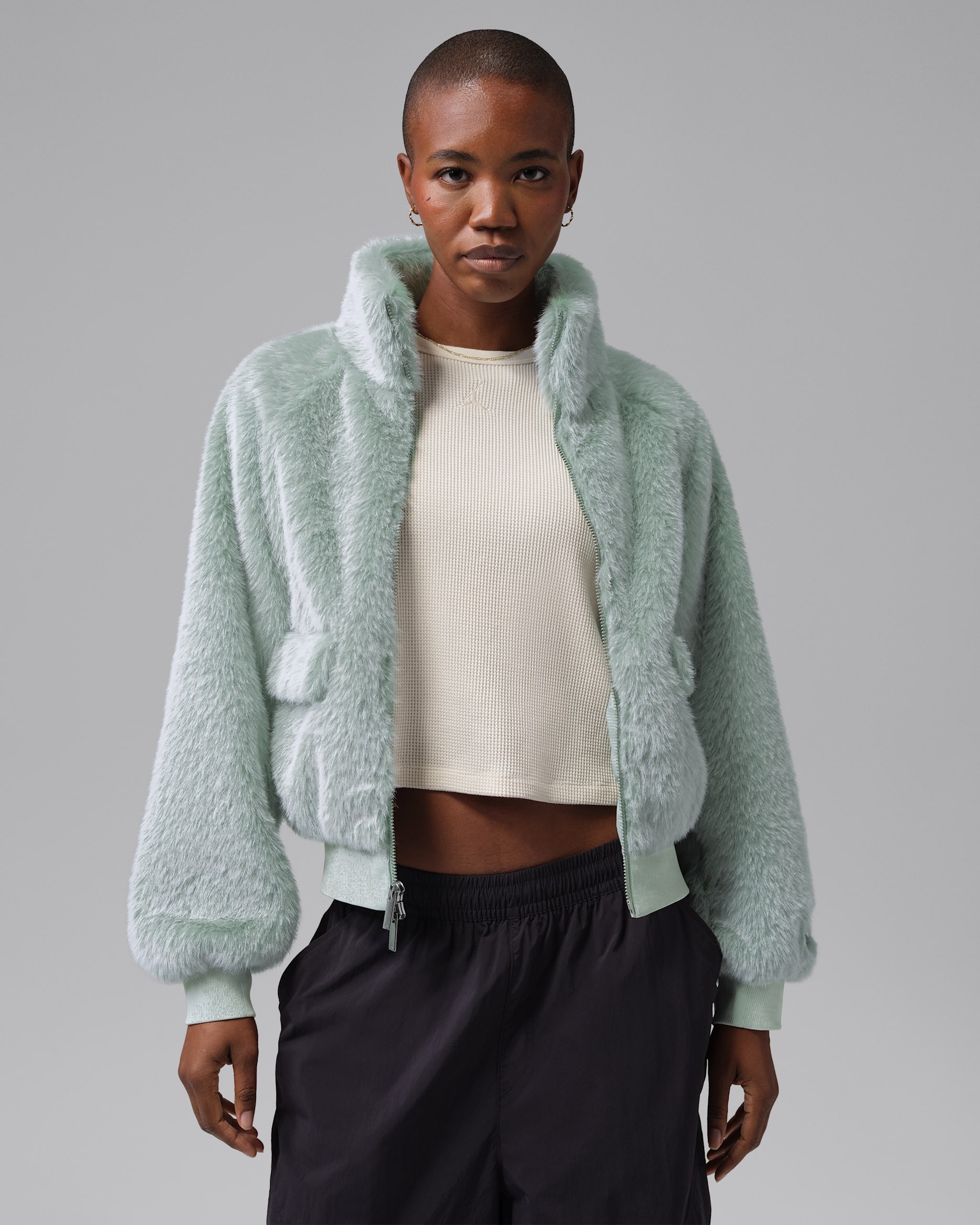 Jordan Flight Women's Faux Fur Jacket - Pistachio Frost/Chalk