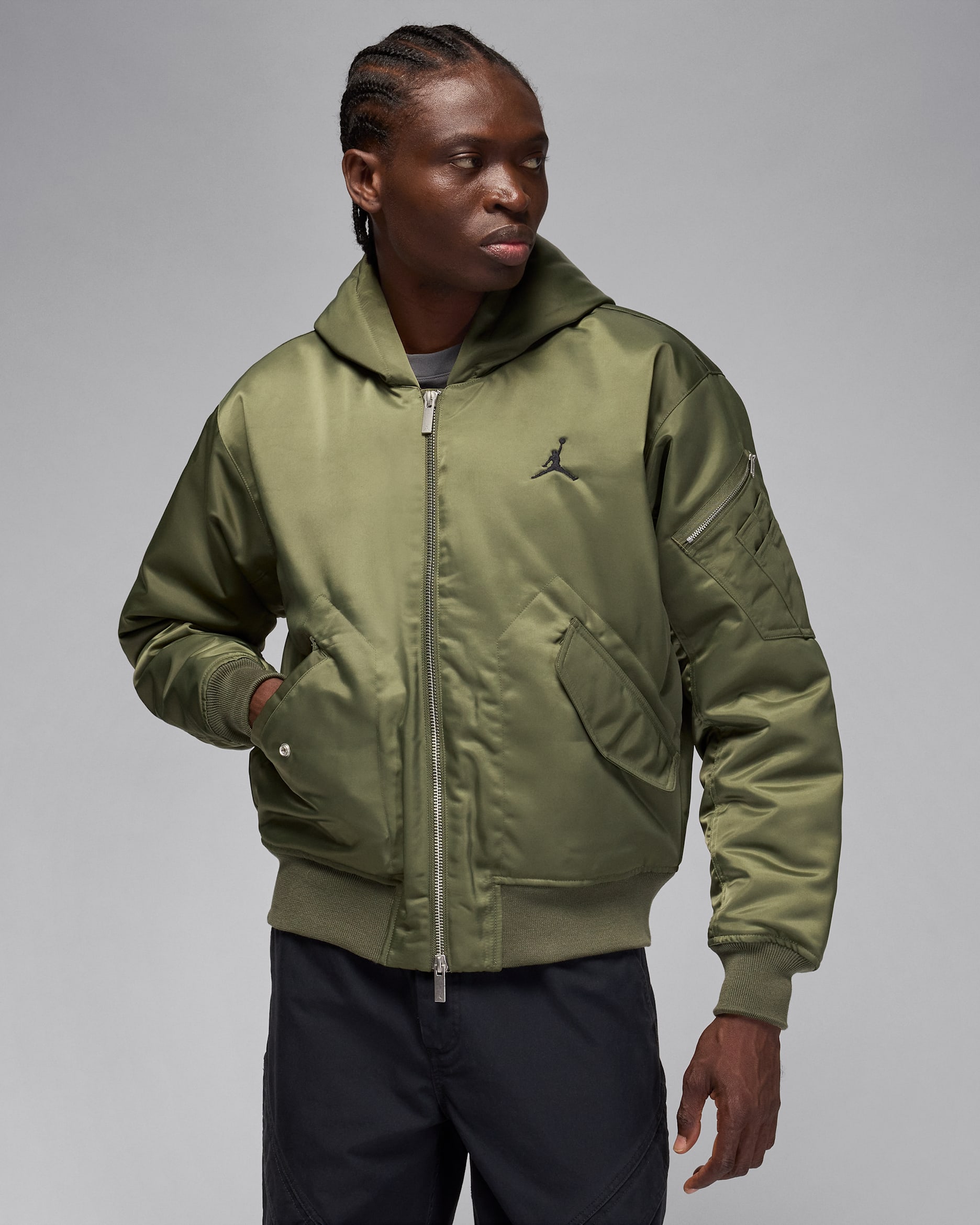 Pánská bunda Jordan Renegade Flight Therma-FIT s kapucí - Medium Olive/Starfish/Černá