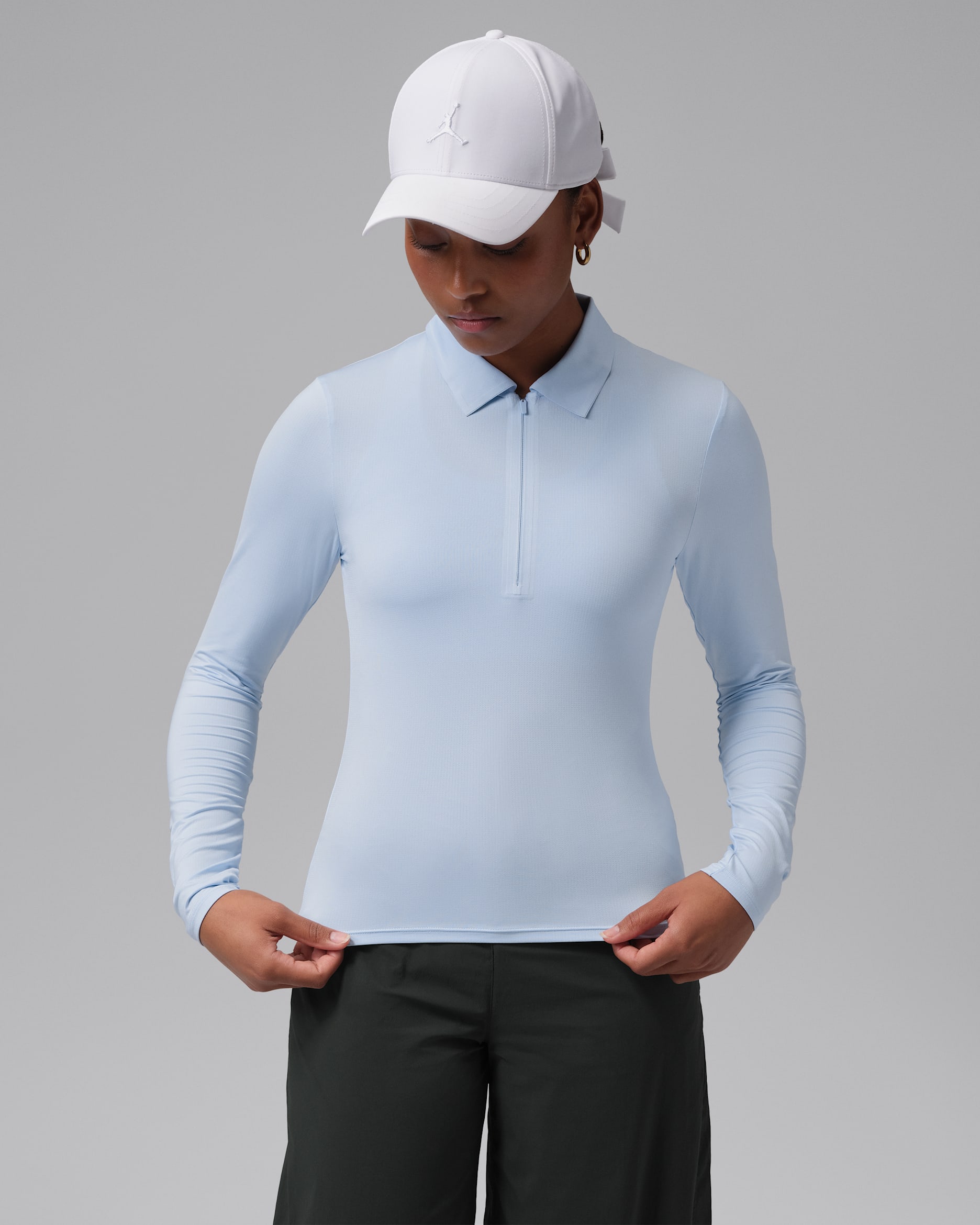 Jordan langärmliges Dri-FIT Golf-Poloshirt (Damen) - Hydrogen Blue/Sail/Hydrogen Blue