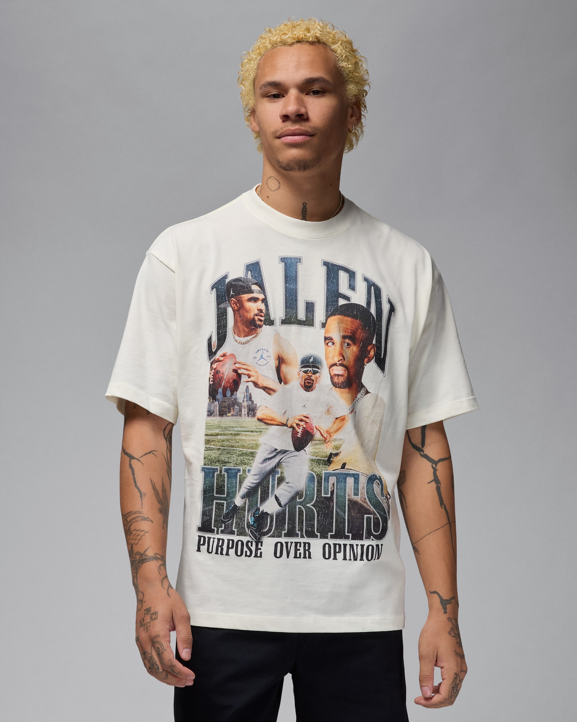 Jalen Hurts Men's T-Shirt - Sail/Iron Grey