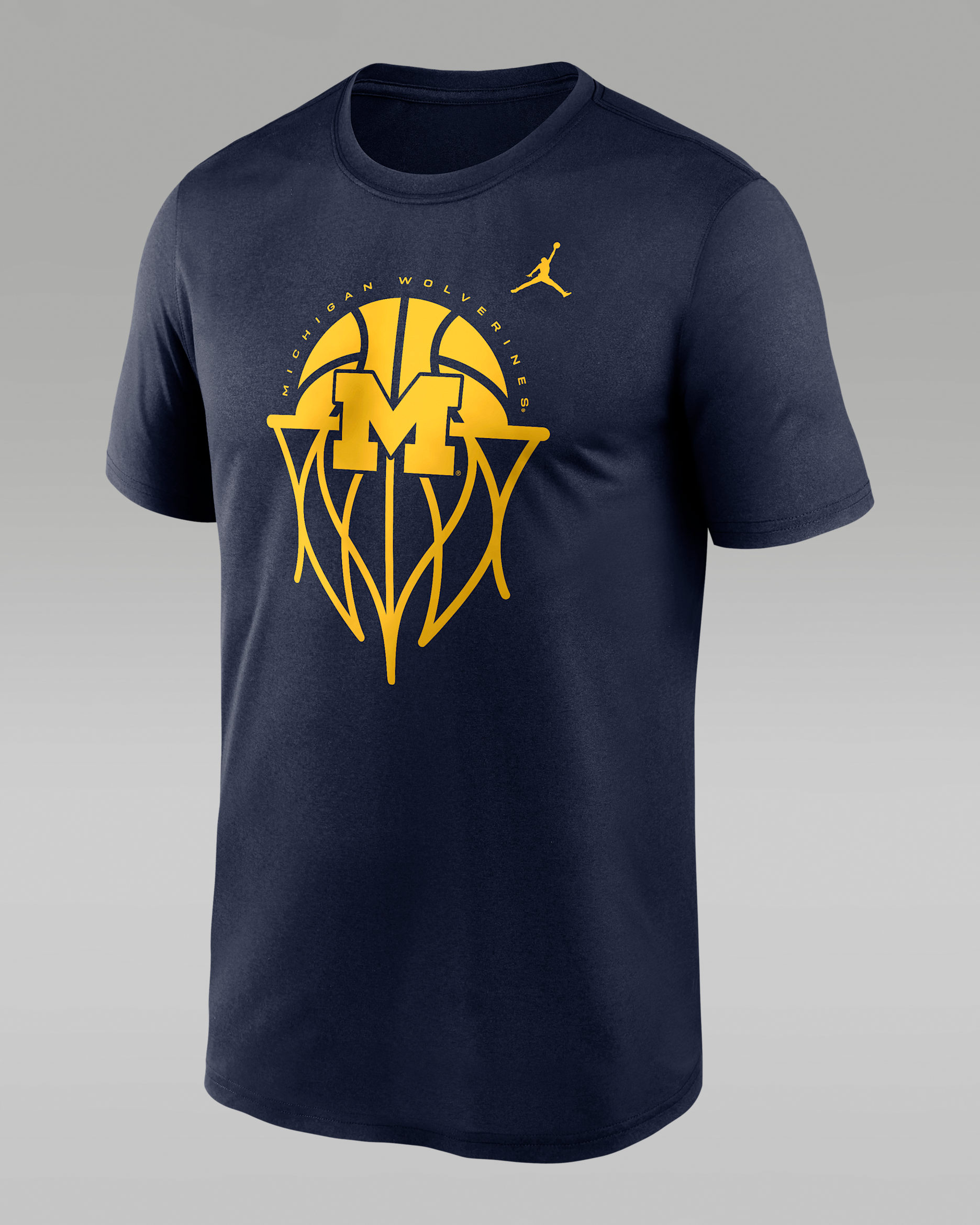 Playera universitaria Jordan Dri-FIT para hombre Michigan Campus Legend Shadow Logo - Azul marino