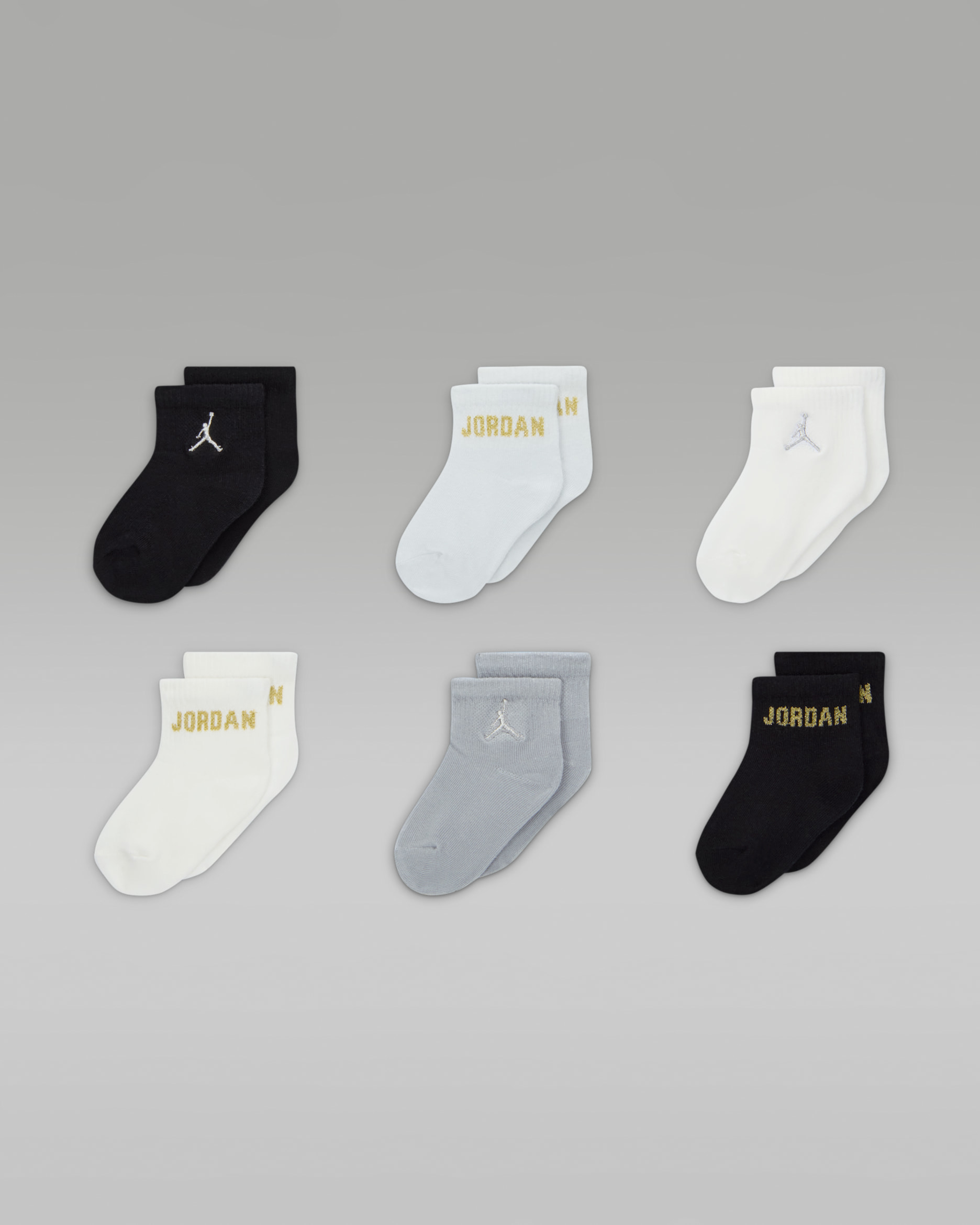 ジョーダン エブリデイ エッセンシャル ベビー アンクルソックス (6足) - ブラック/セイル