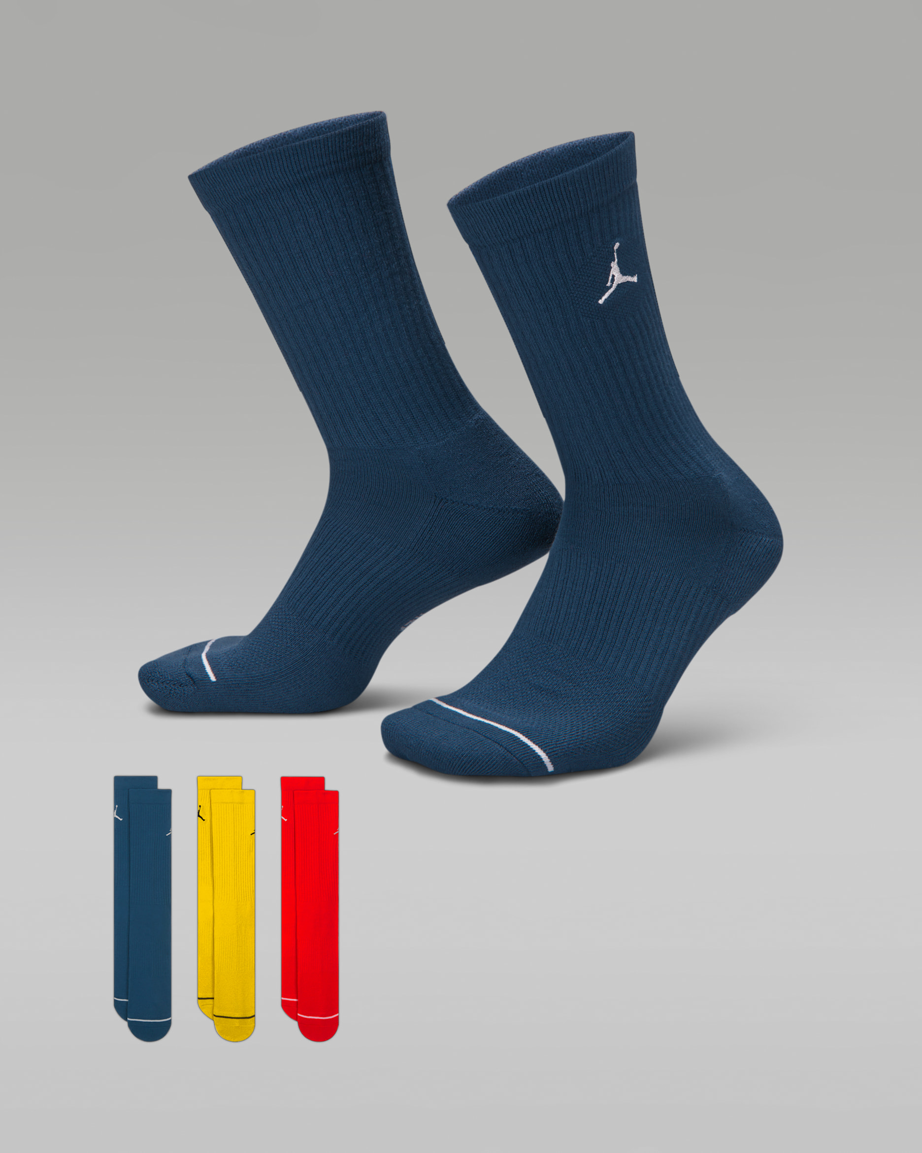 Jordan Everyday Crew Socks (3 pairs) - Blue/Yellow/Orange/White