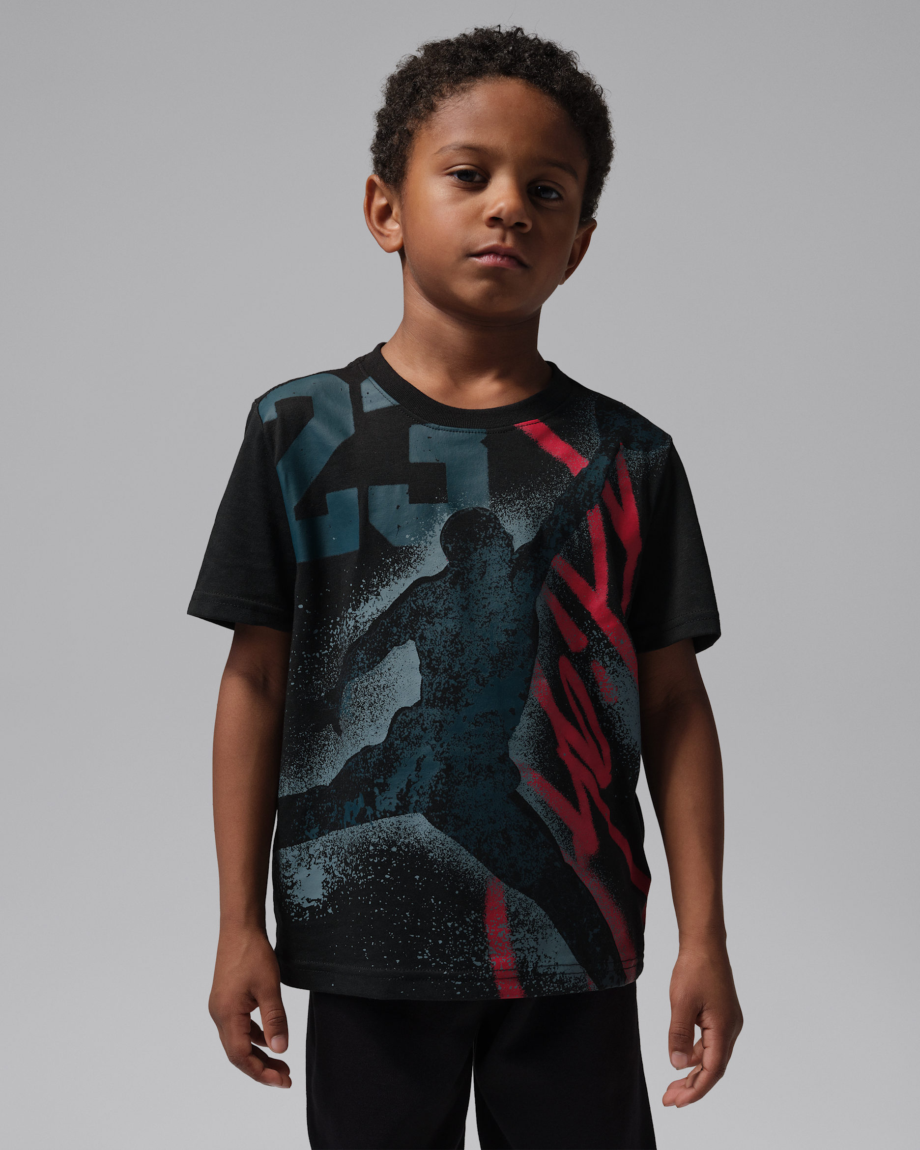 Playera Jumpman Stencil Splatter para niños talla pequeña Jordan - Negro