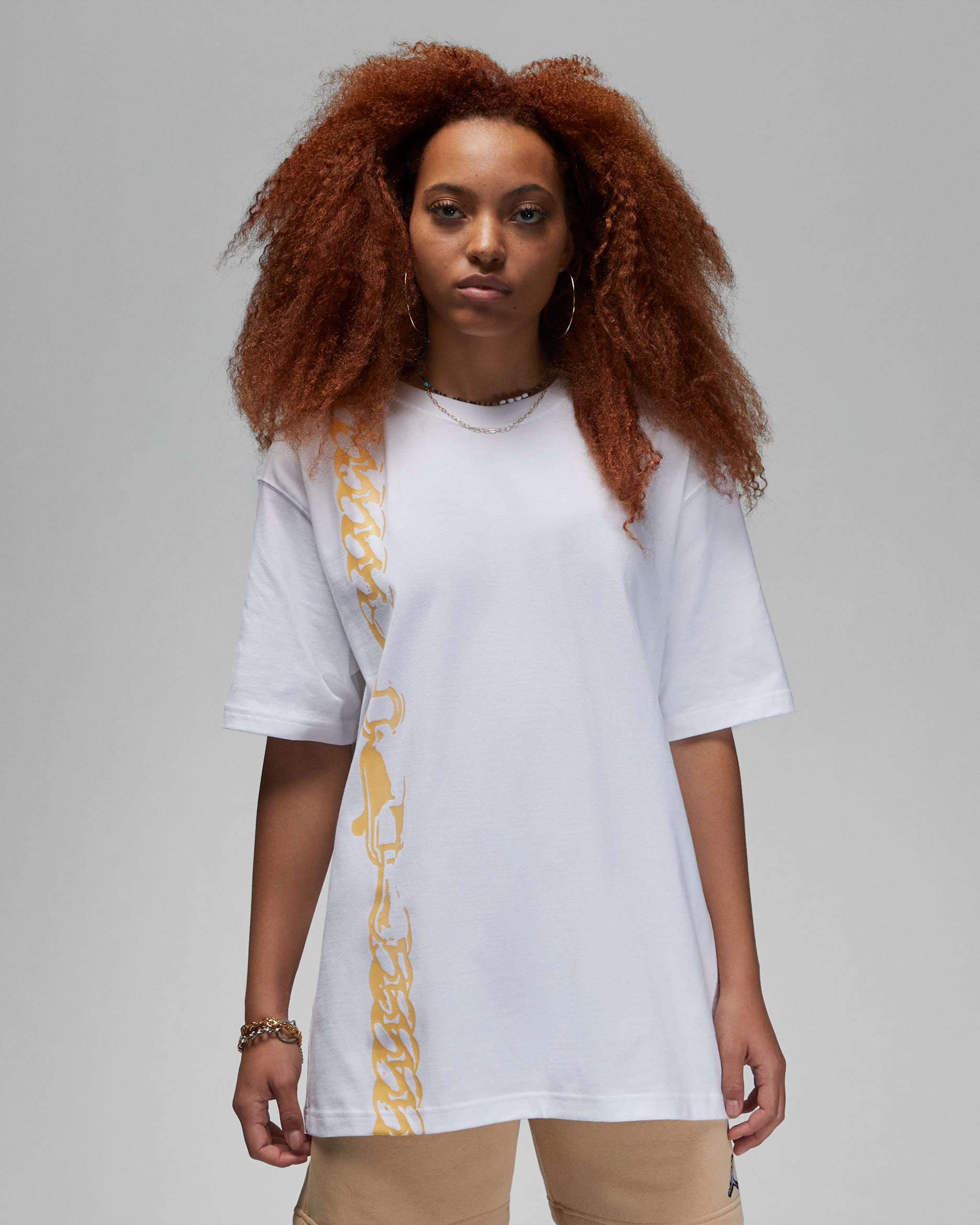 Jordan 女款寬版圖樣 T 恤 - 白色