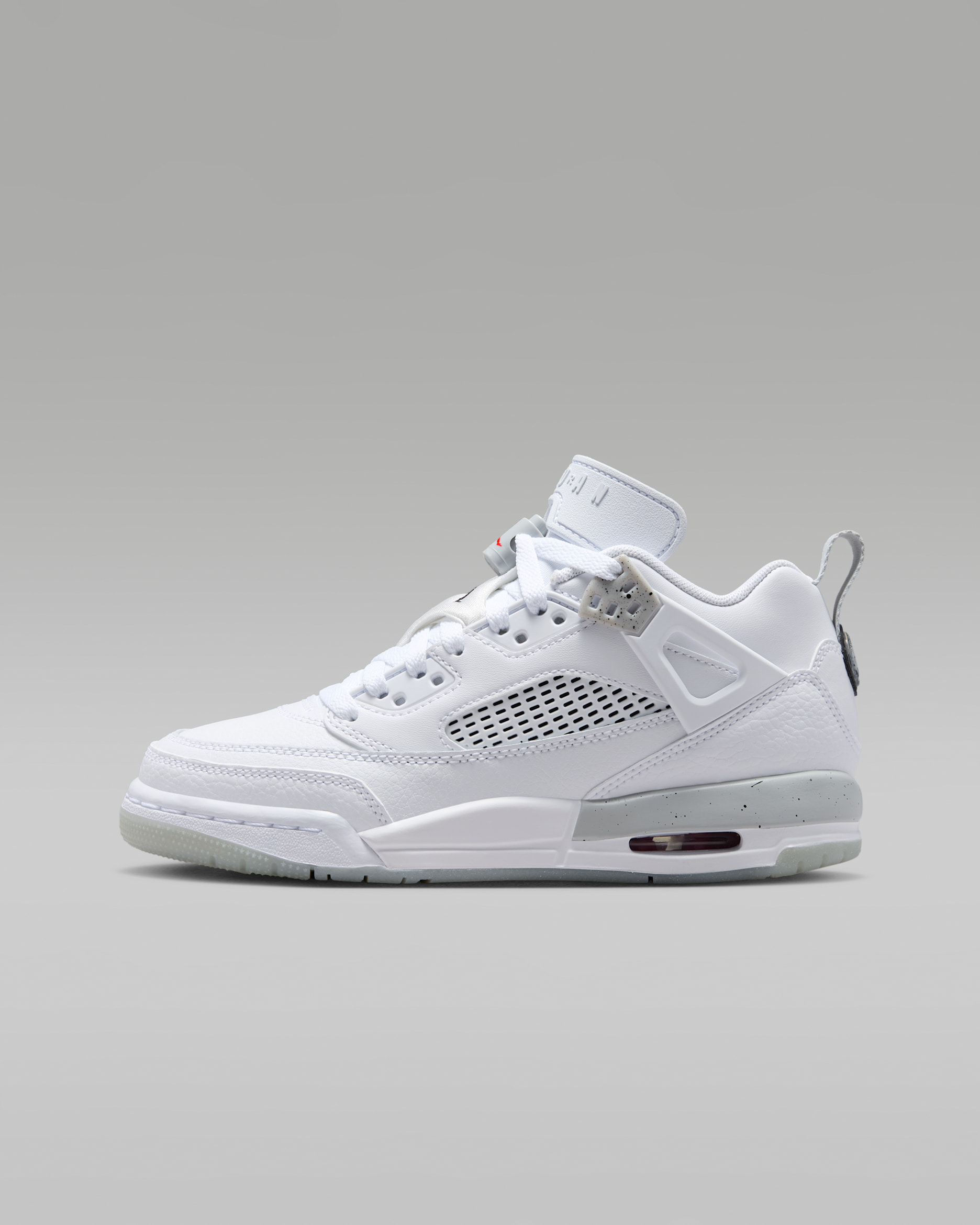 Jordan Spizike Low cipő nagyobb gyerekeknek - Fehér/Grey Fog/Fire Pink/Fekete