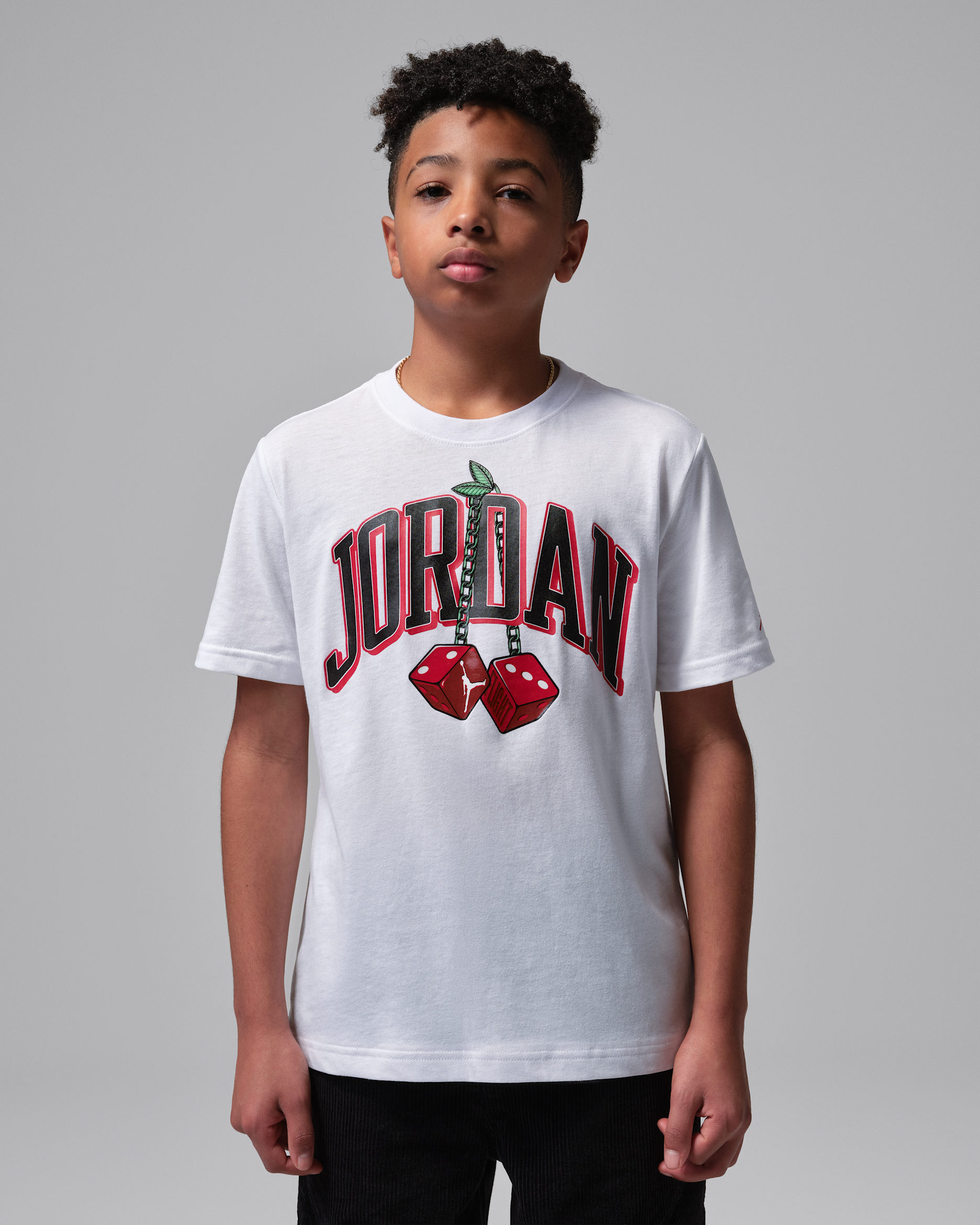 Air Jordan 13 Big Kids' Cherry Dice T-Shirt - White