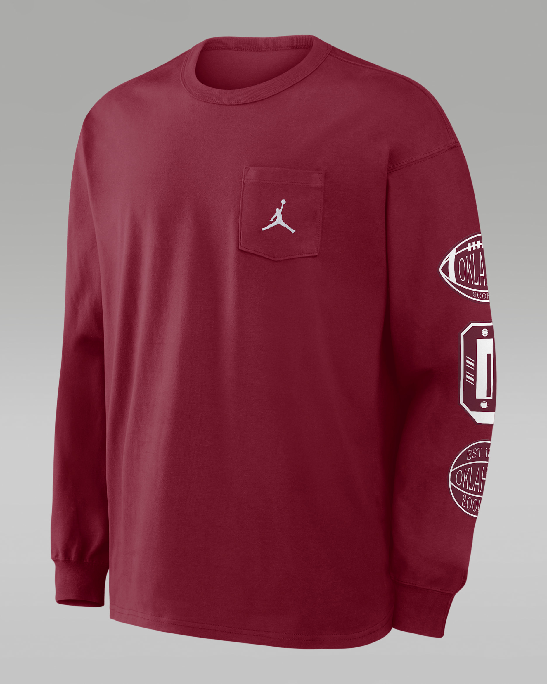 Oklahoma Academic Max90 Pocket Men's Jordan Brand College Long-Sleeve T-Shirt - Crimson
