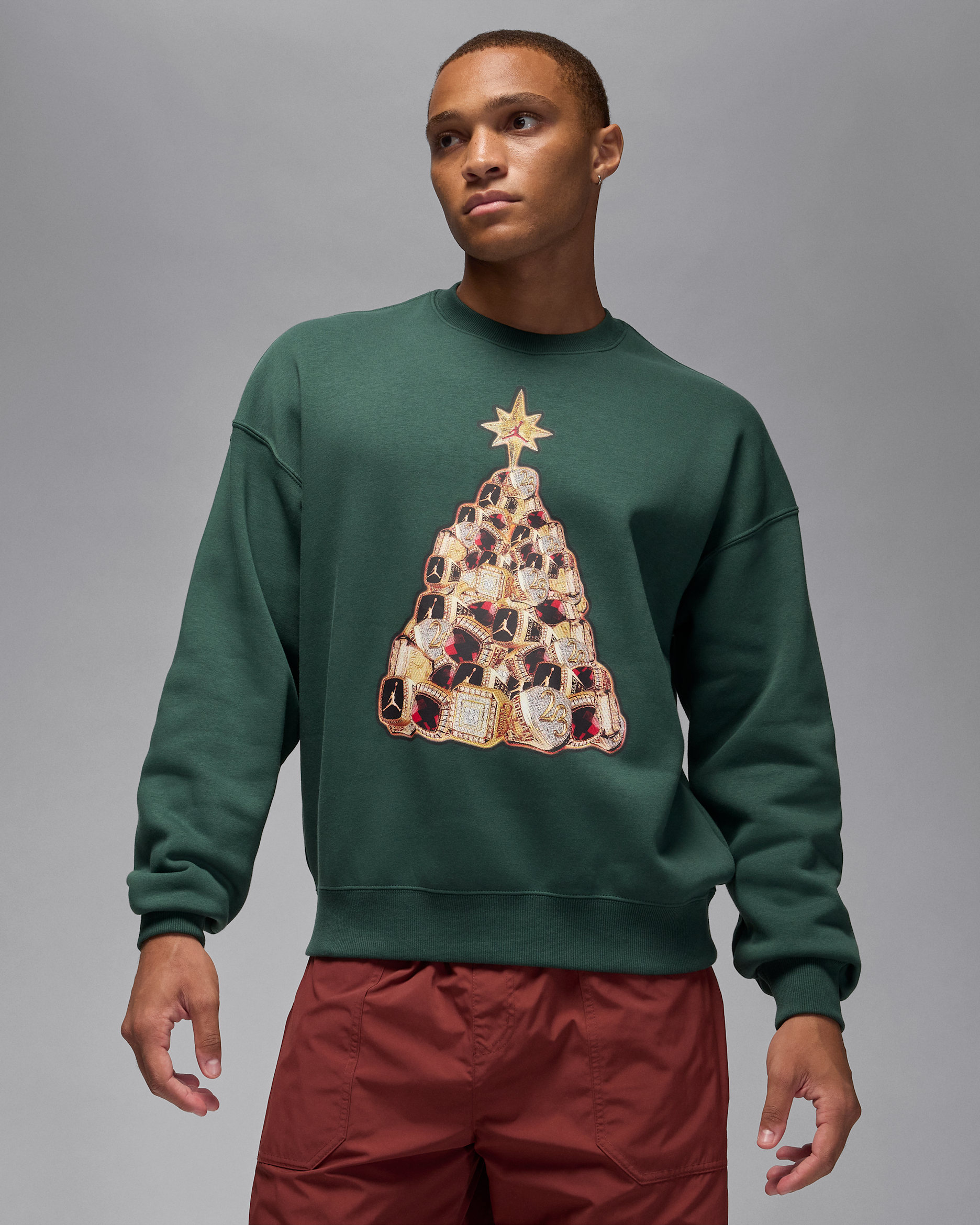 Jordan Brooklyn Fleece Men's Crew-Neck Sweatshirt - Midnight Green/Black