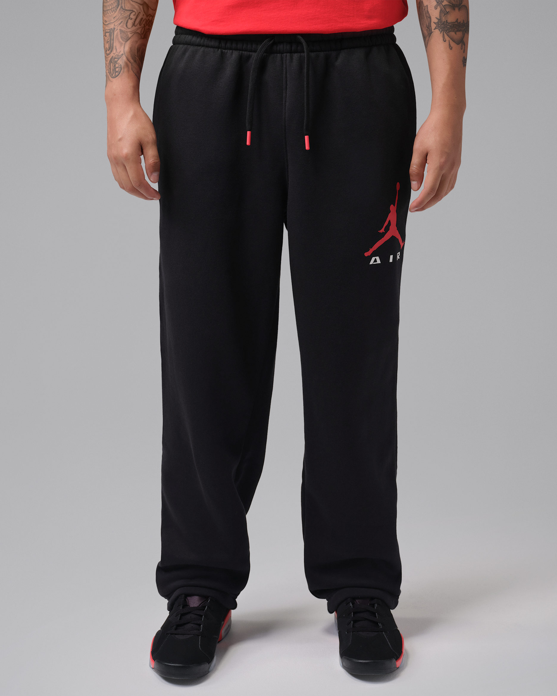 Jordan Brooklyn Men's Open-Hem Trousers - Black/University Red