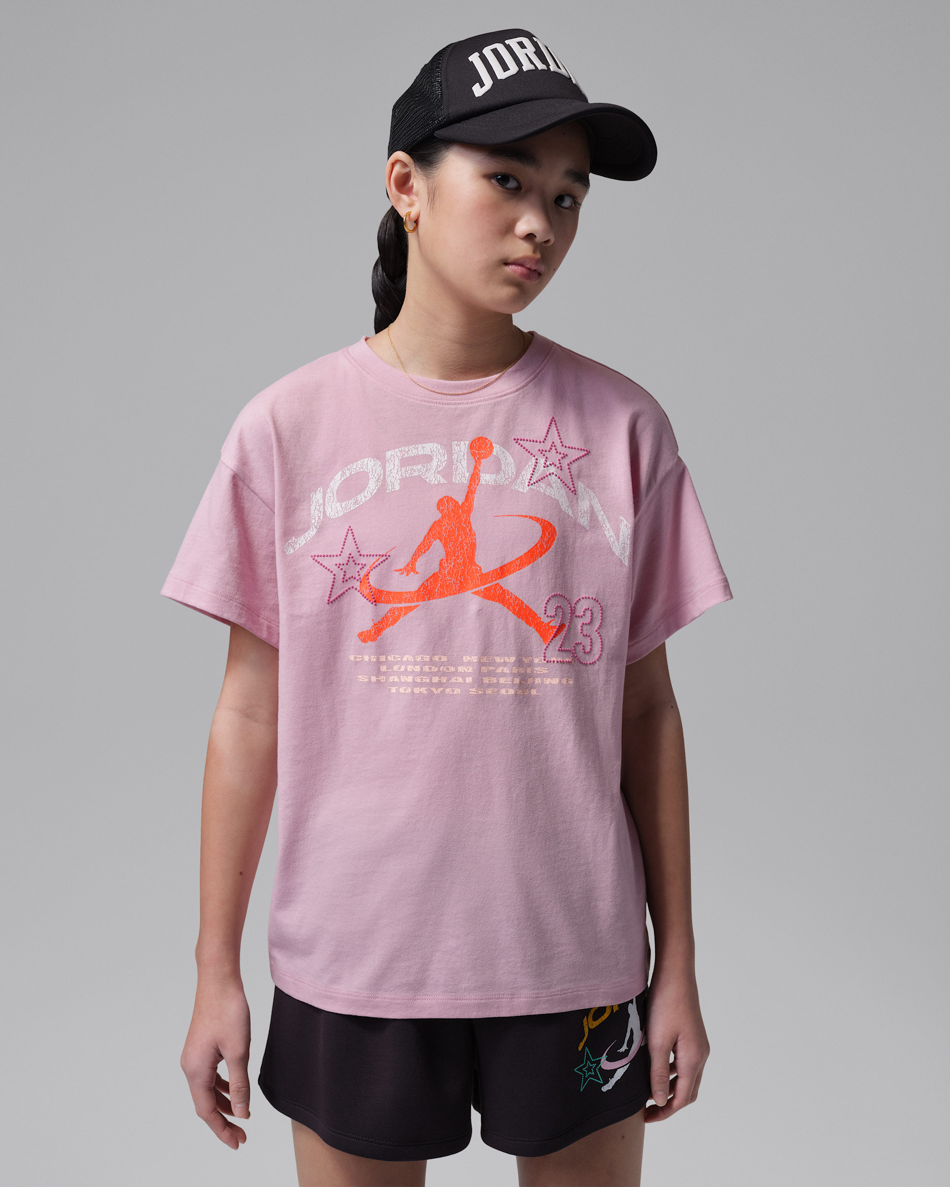 Jordan Big Kids' Geo World Tour T-Shirt - Iced Carmine