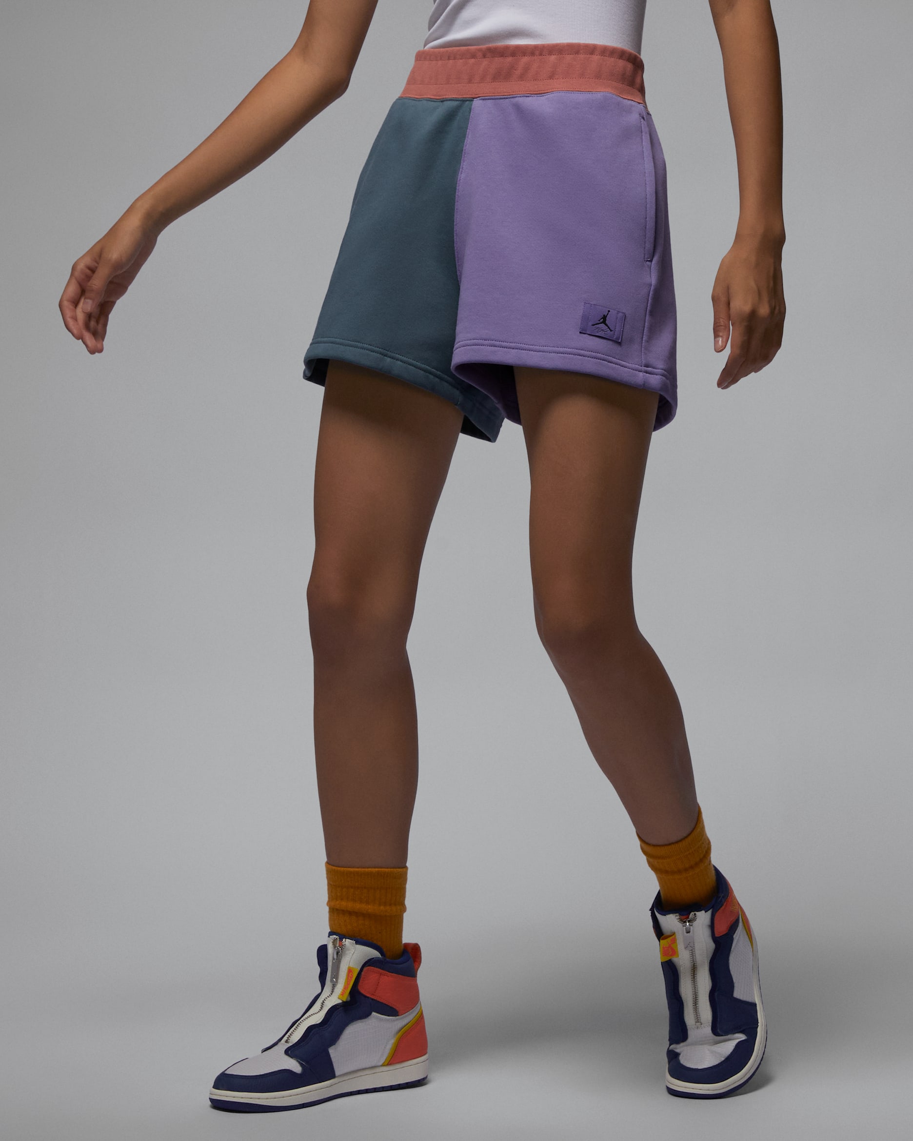 Jordan Flight Fleece Women's Shorts - Ozone Blue/Sky J Light Purple/Sky J Orange