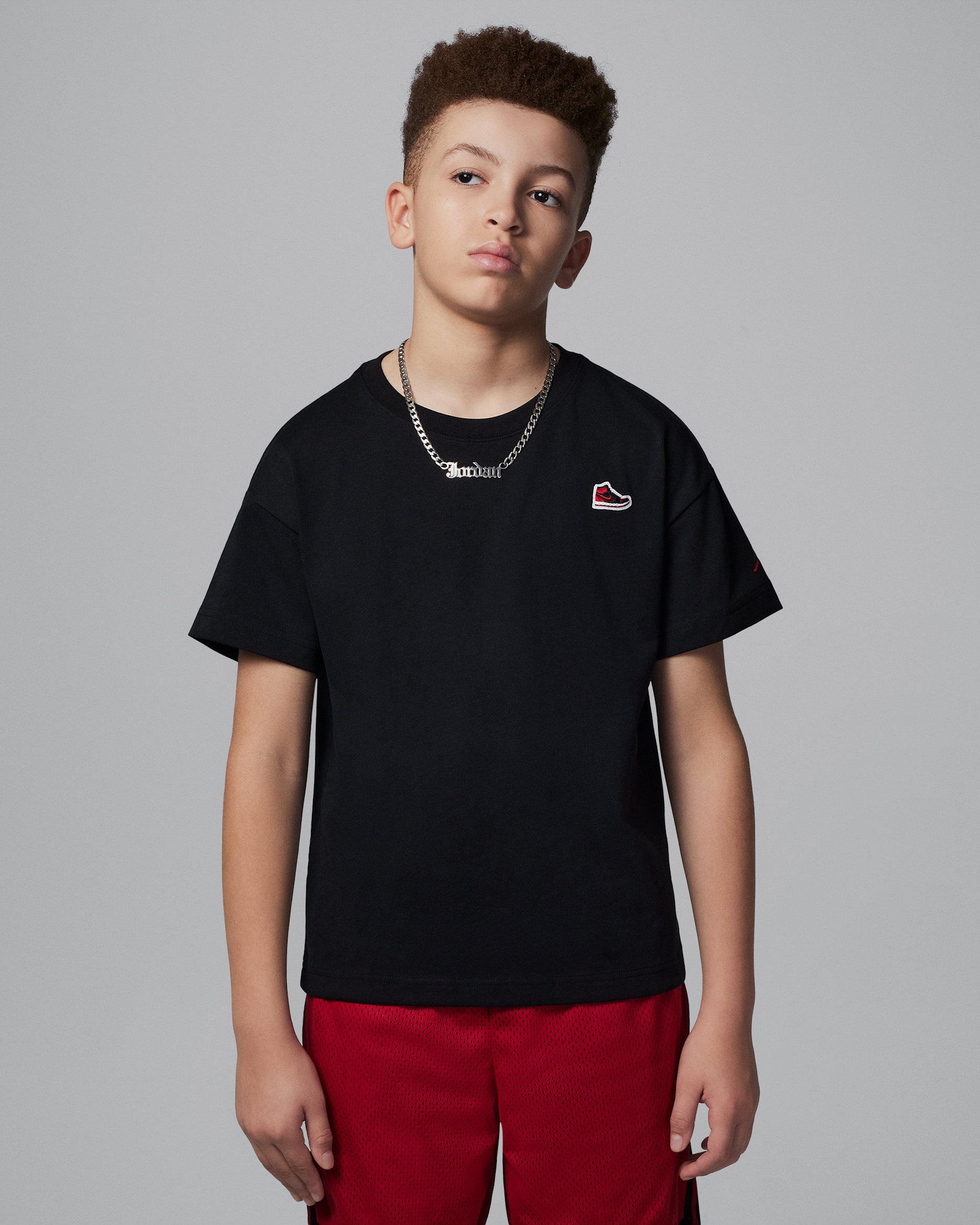 T-shirt Air Jordan 1 med märke för ungdom - Svart/Vit