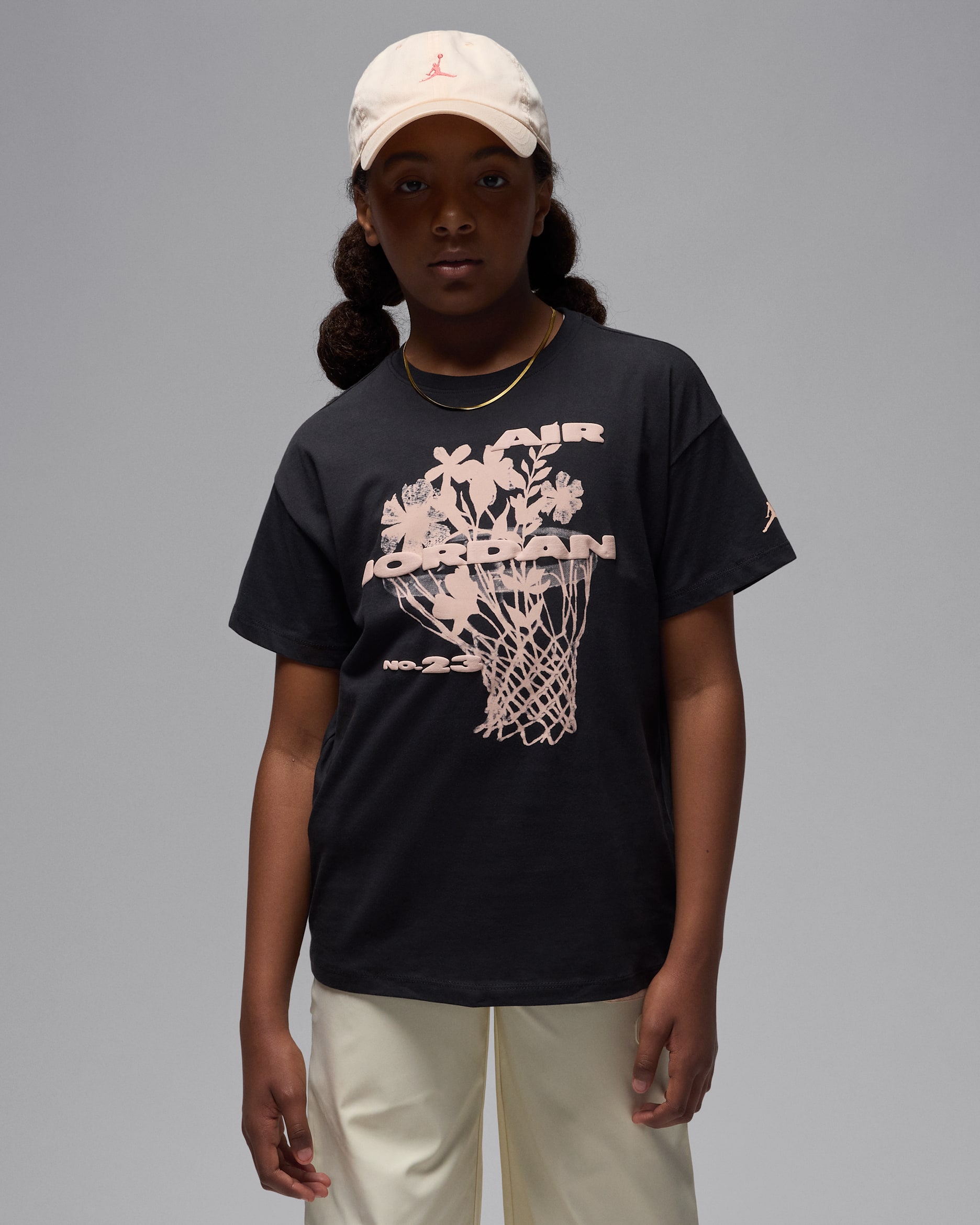 Playera 23 Flowers para niños talla grande Jordan - Sombrío apagado