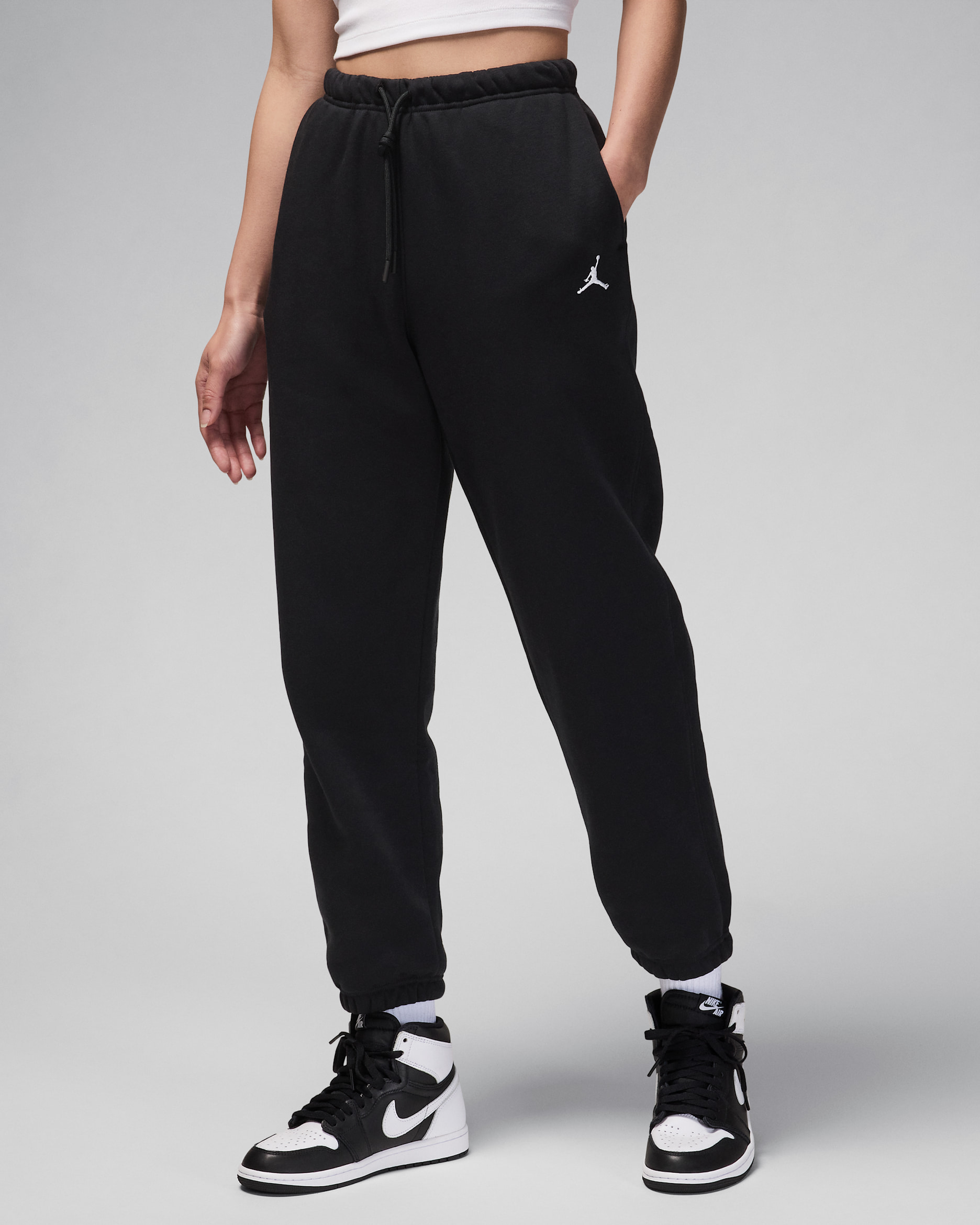 조던 브루클린 플리스 여성 팬츠 - 블랙/화이트