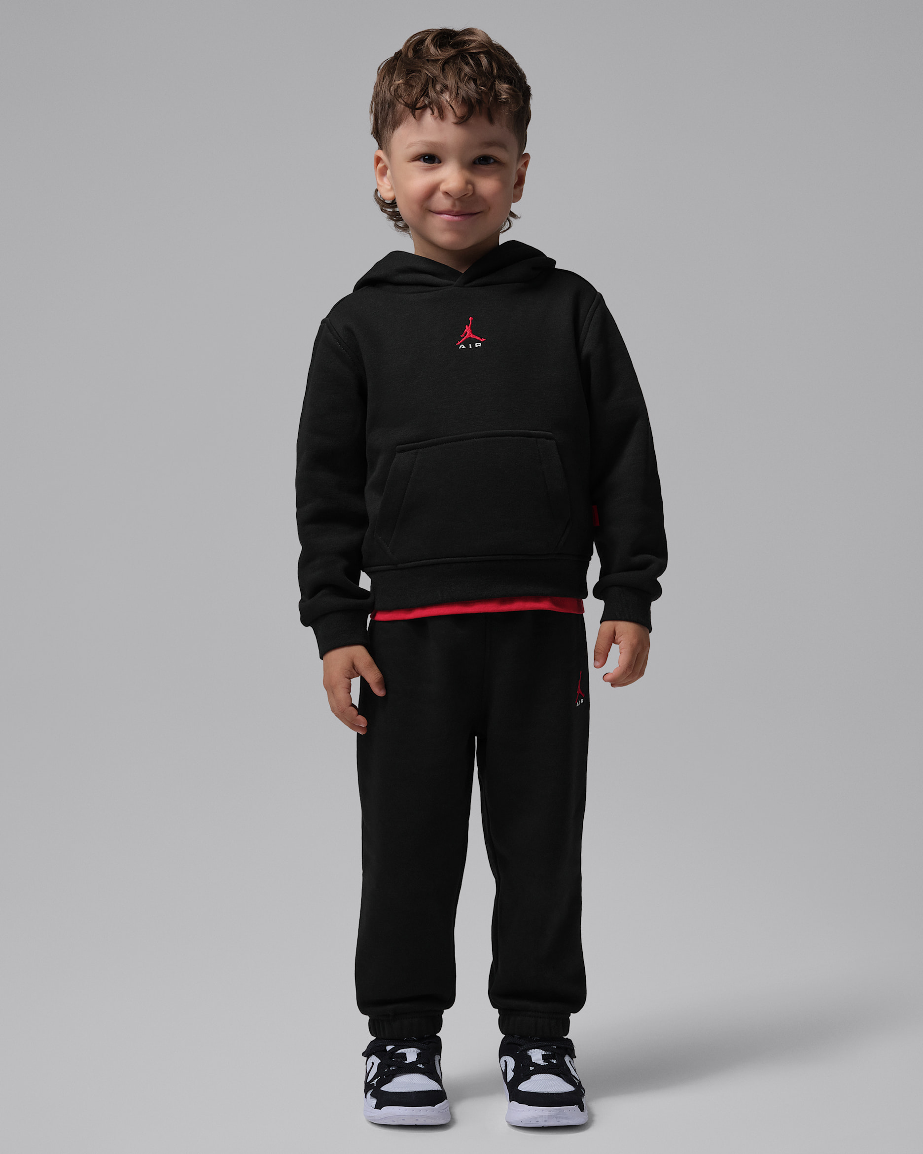Conjunto de 2 piezas con sudadera con gorro sin cierre infantil Jordan Brooklyn Fleece - Negro