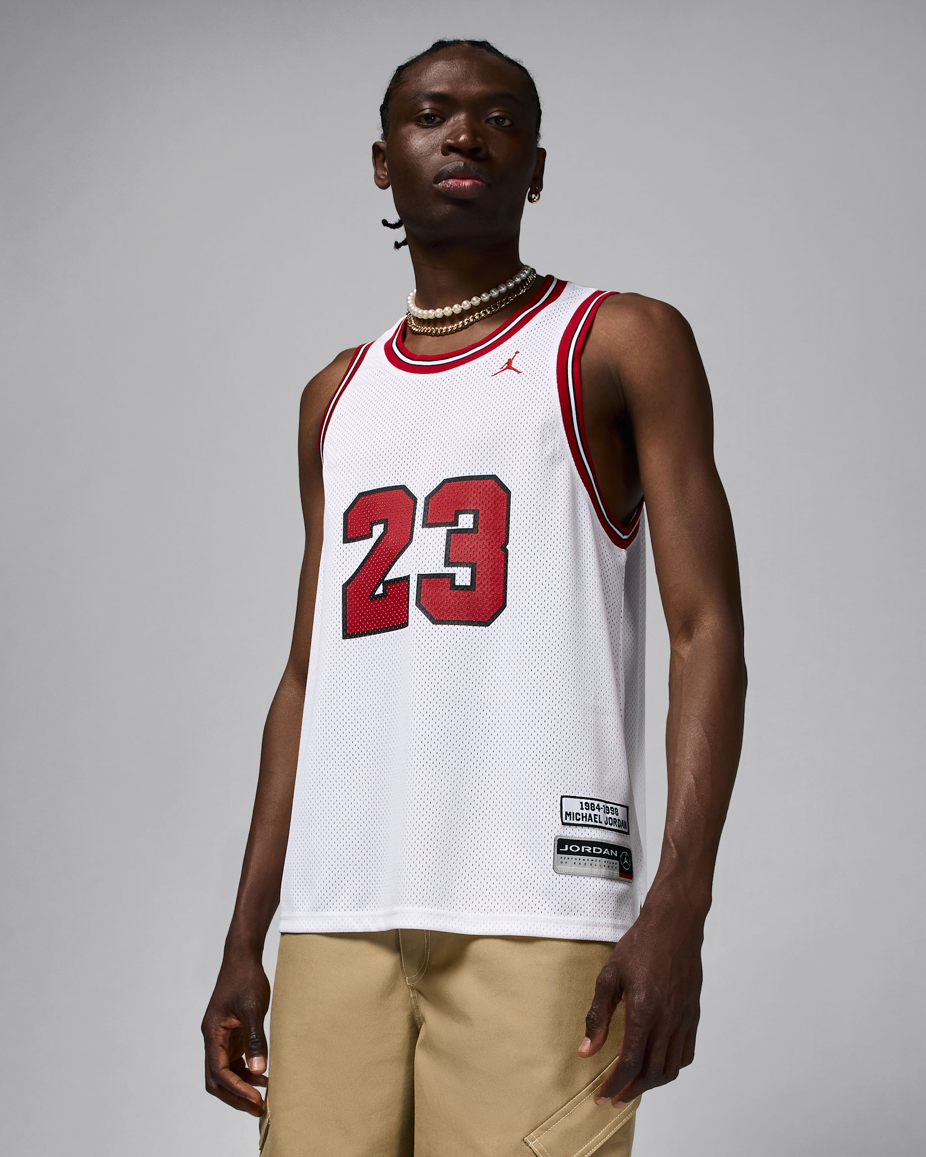 Jordan Essentials Men's Summer Jersey - White/Gym Red
