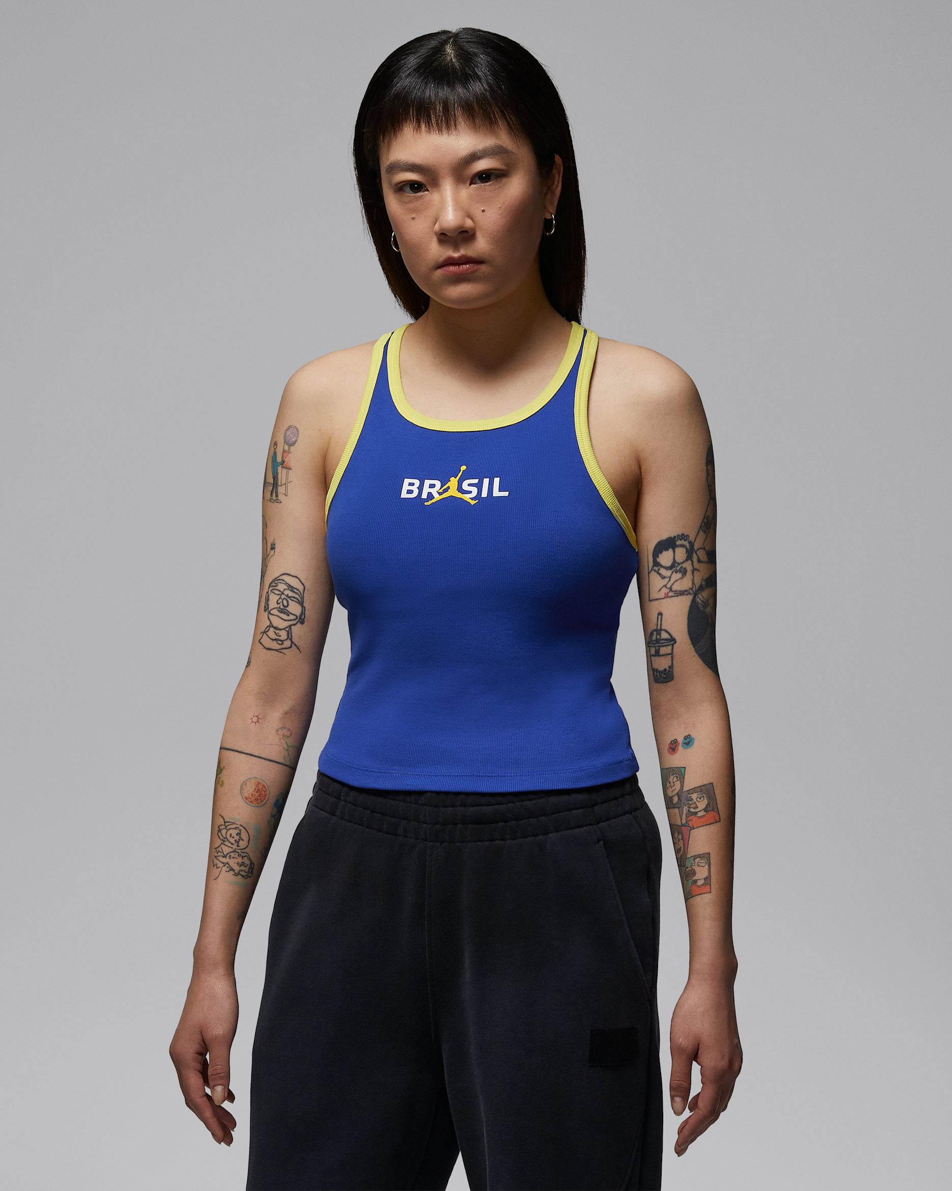 ジョーダン ウィメンズ スリーブレス タンクトップ - オールドロイヤル/イエローパルス