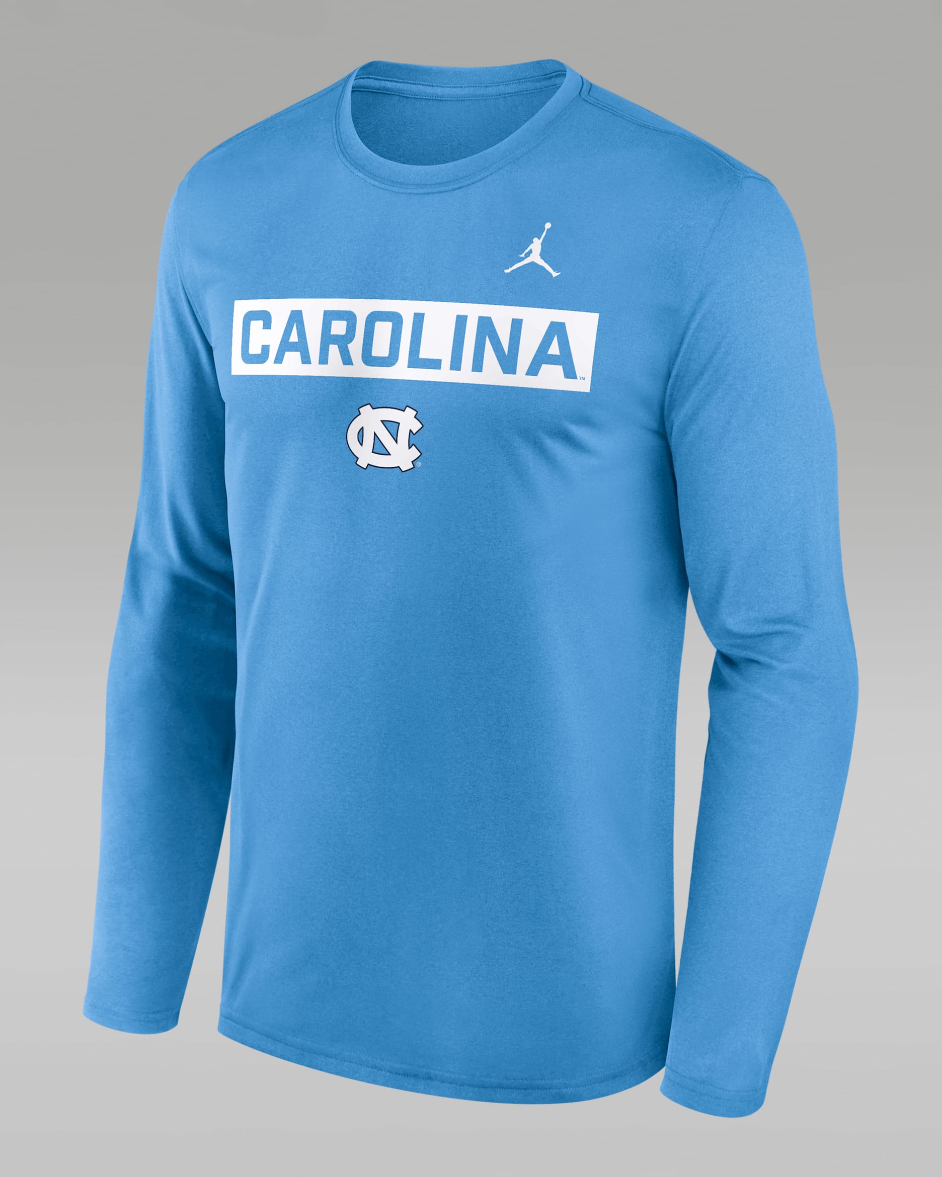 Playera de manga larga universitaria marca Jordan Dri-FIT para hombre North Carolina Primetime Legend 2-Hit - Azul claro