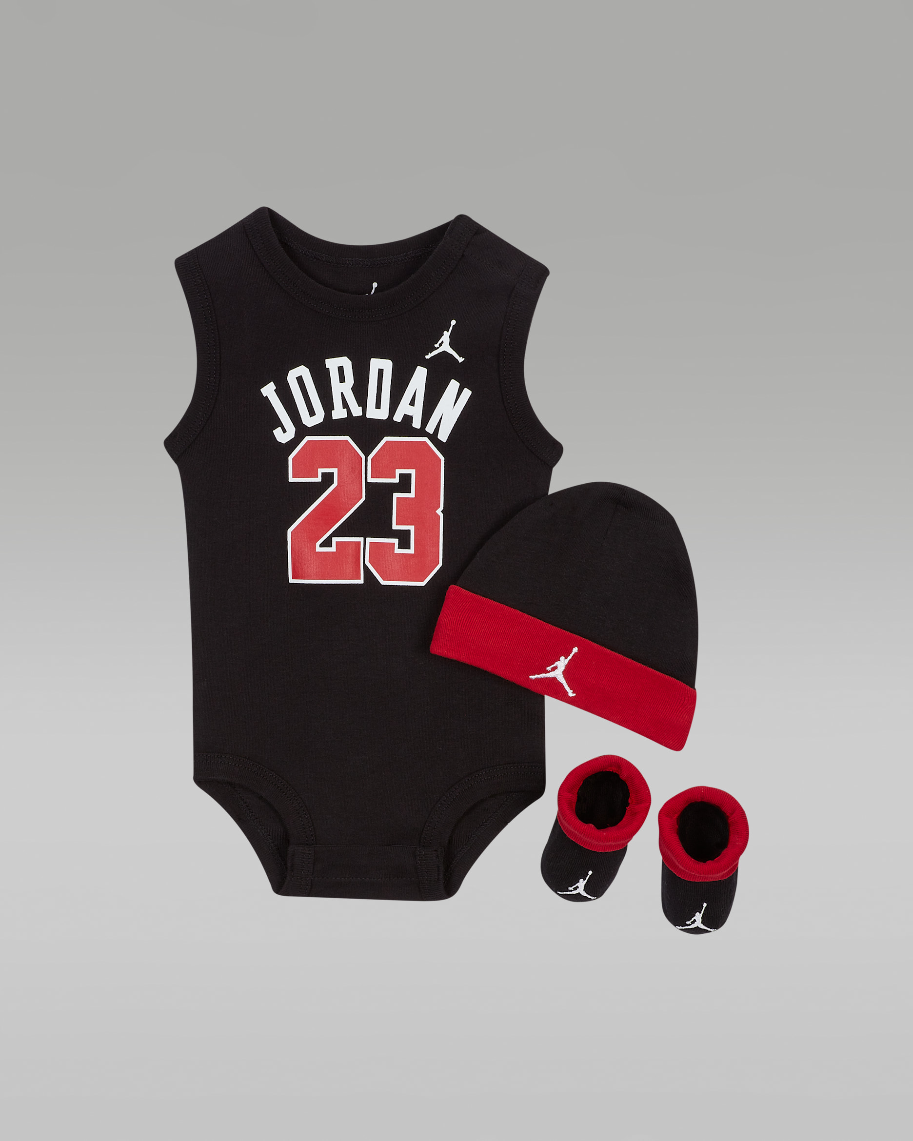 Jordan Jumpman Baby Bodysuit, Beanie and Booties Set - Black