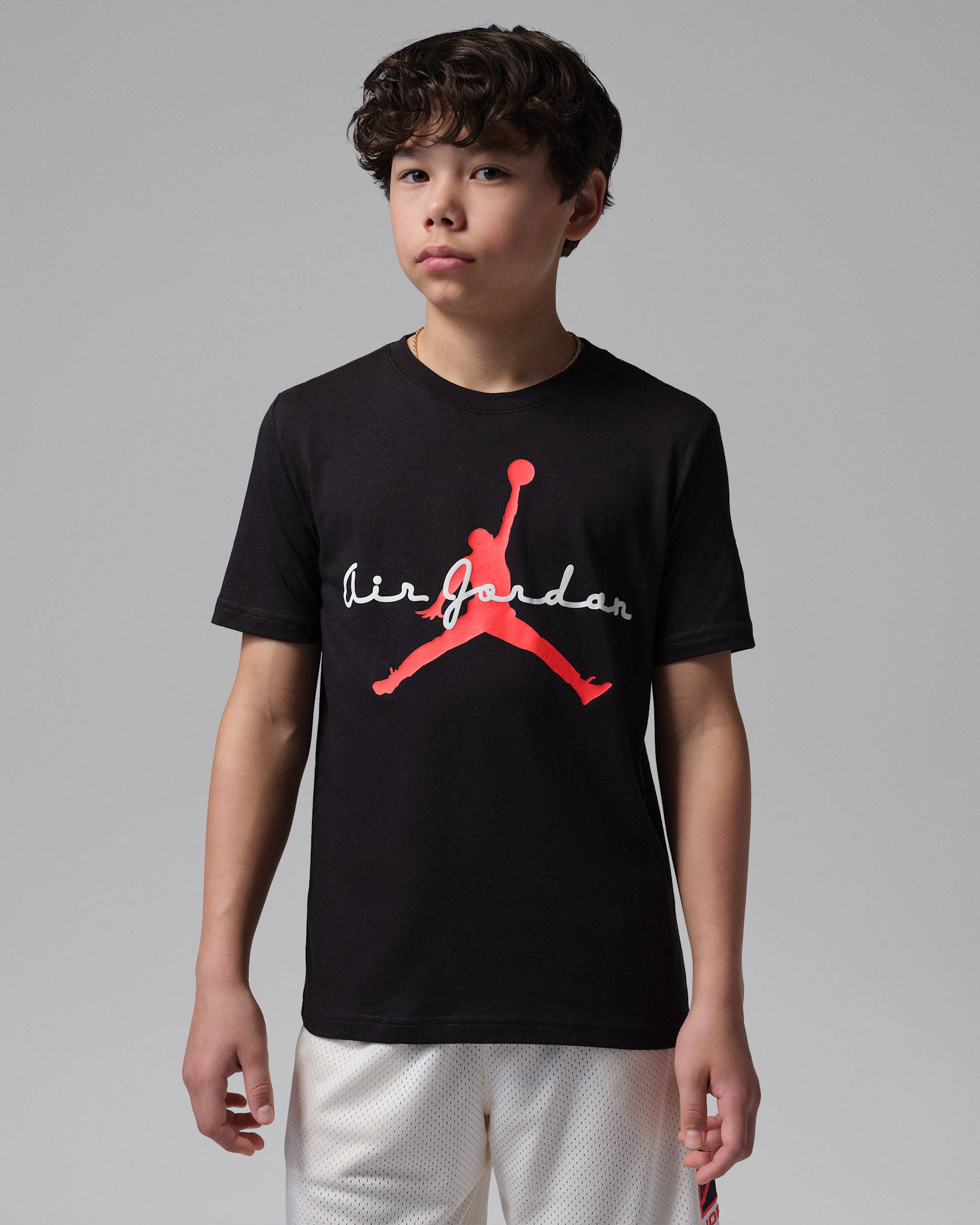 Playera con tipografía para niños talla grande Jordan Flight Essentials - Negro
