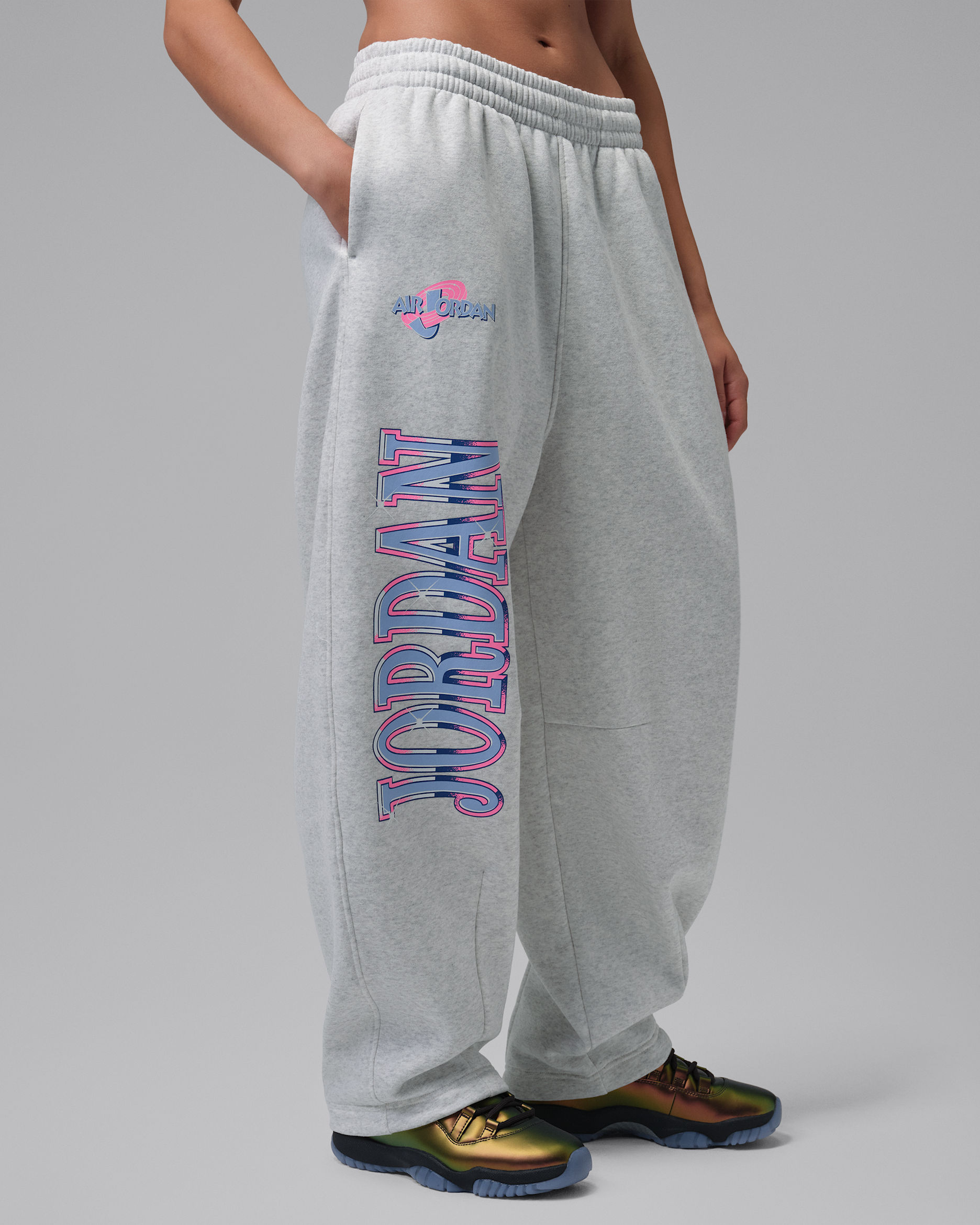 Jordan Brooklyn Space Jam Women's Fleece Pants - Neutral Grey/Heather/Photon Dust/Varsity Royal