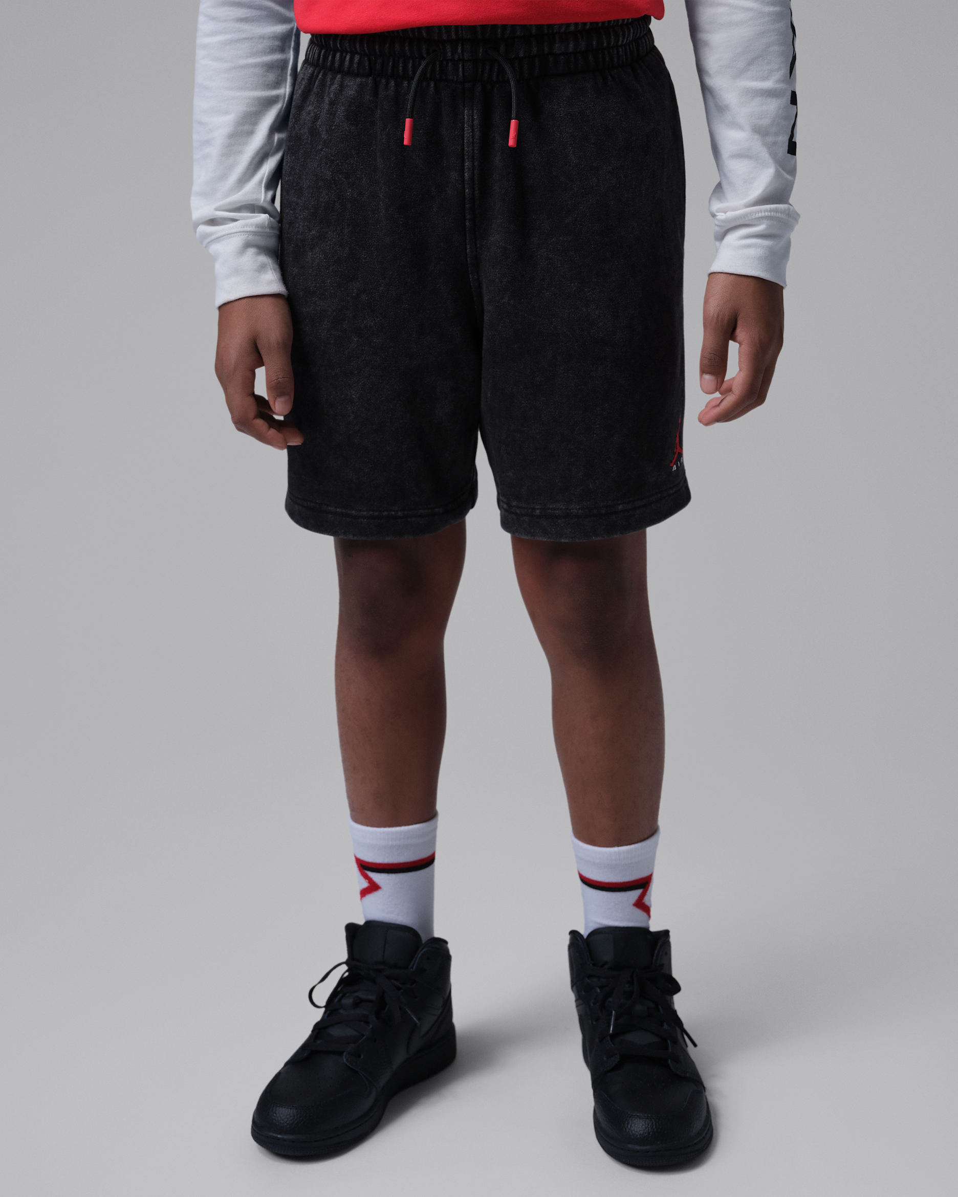 Shorts Acid Wash de French Terry para niños talla grande Jordan - Negro