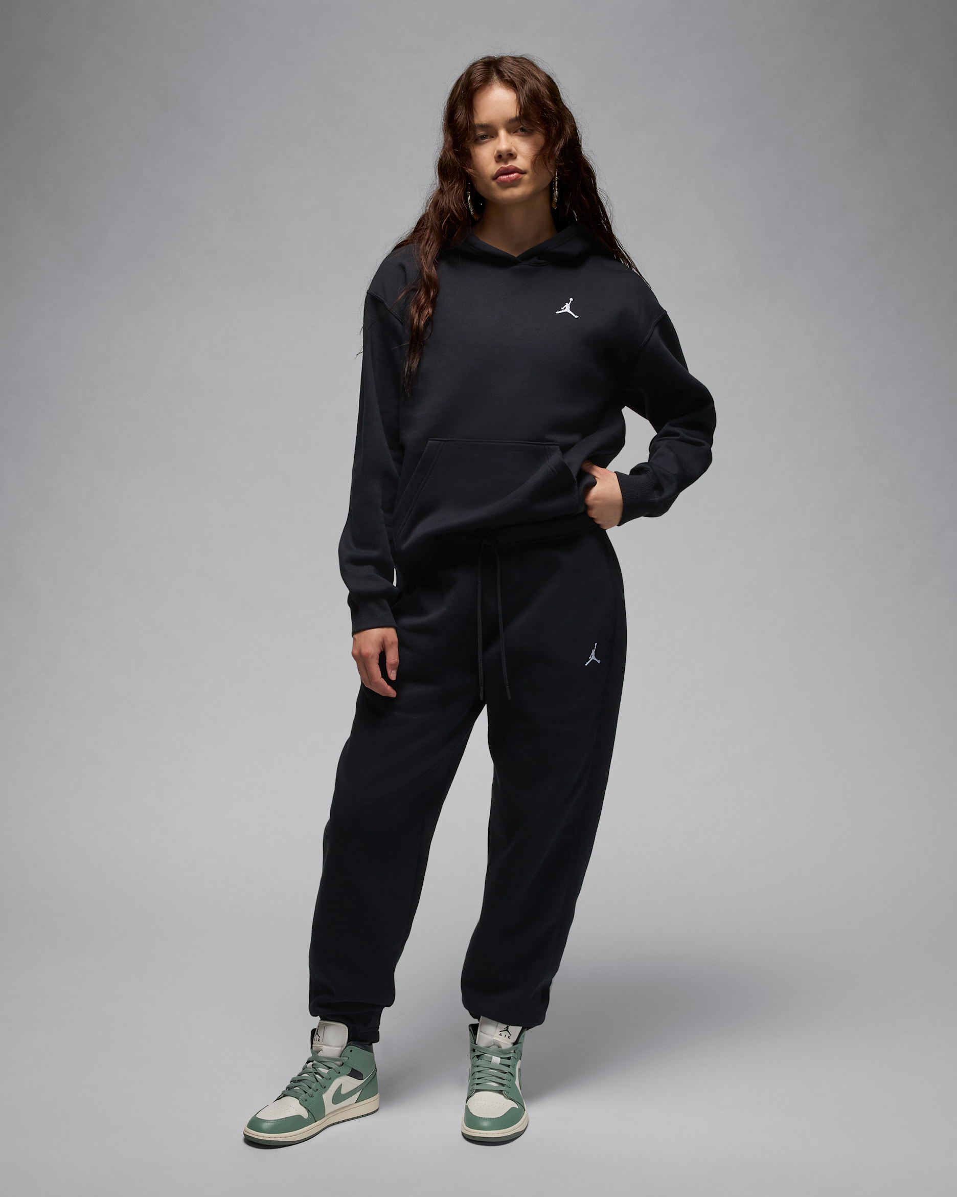 Jordan Brooklyn Fleece Sudadera con capucha - Mujer - Negro/Blanco