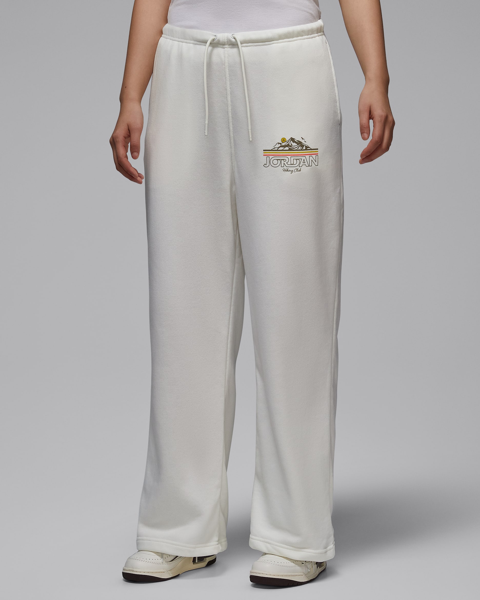 กางเกงขายาวทรงเปิดชายผู้หญิง Hike Mike Jordan Brooklyn Fleece - Sail/Brown Kelp