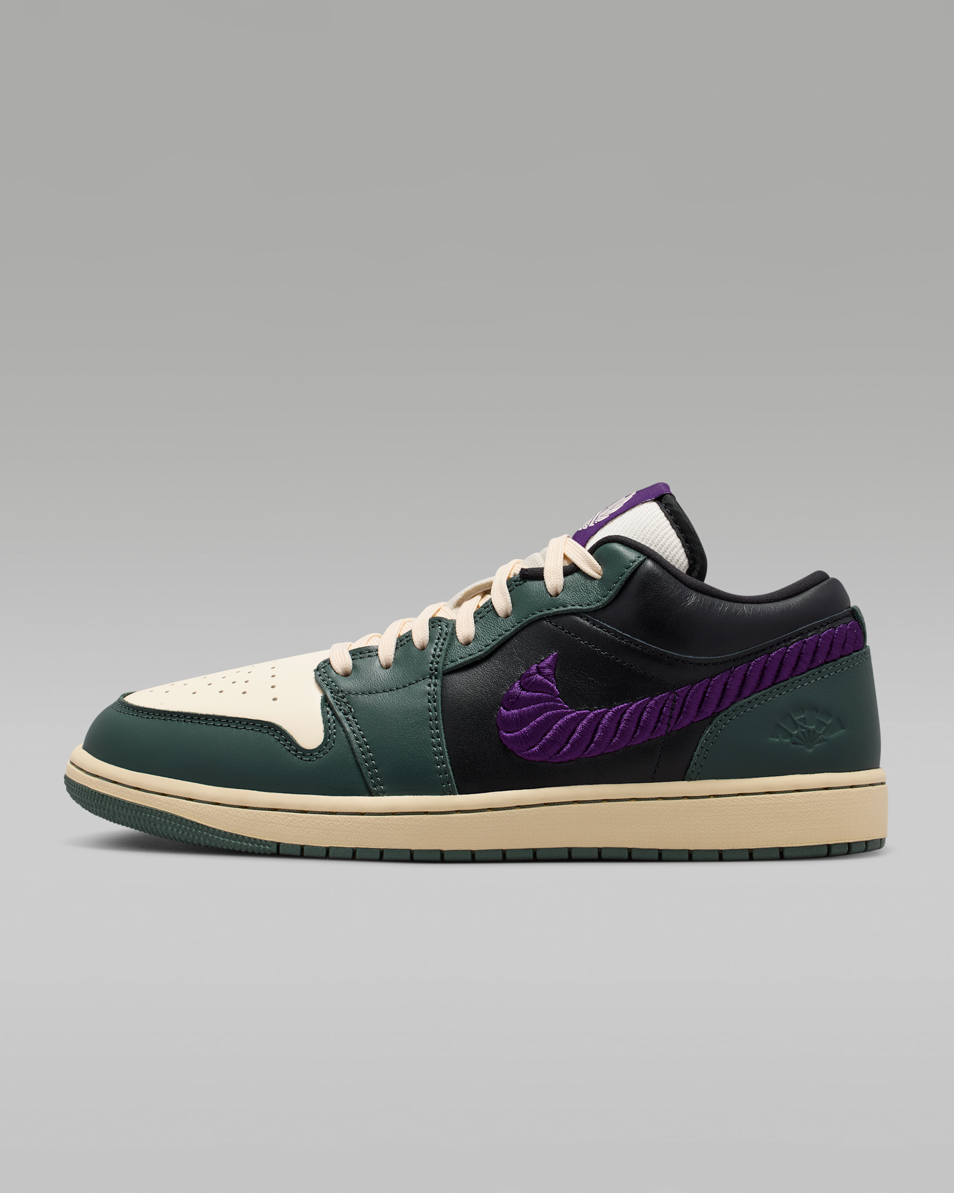 Air Jordan 1 Low SE Men's Shoes - Vintage Green/Black/Natural/Night Purple