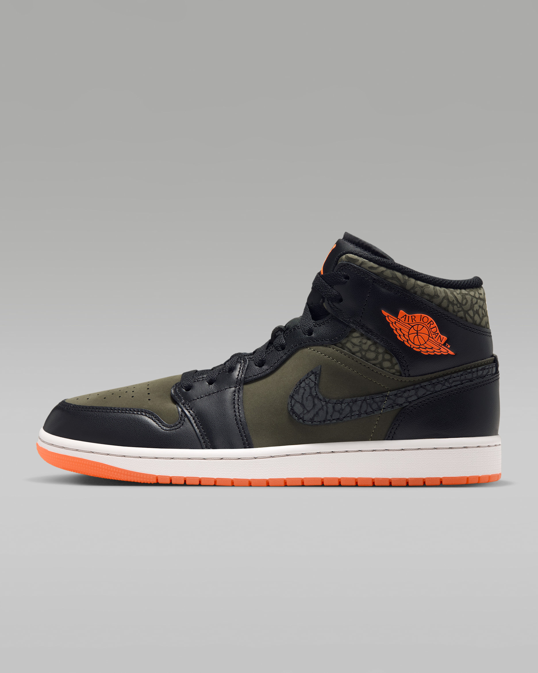 Air Jordan 1 Mid SE Men's Shoes - Cargo Khaki/Total Orange/Black