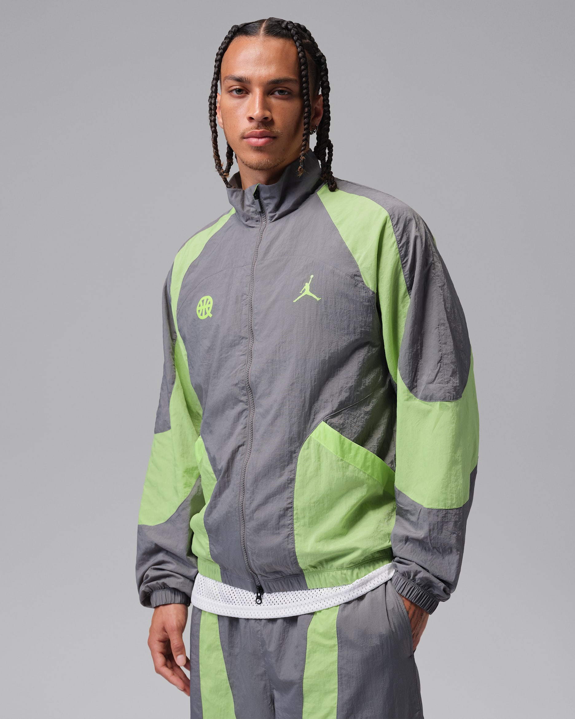 Jordan Sport Quai 54 Men's Jacket - Gunsmoke/Key Lime/Key Lime