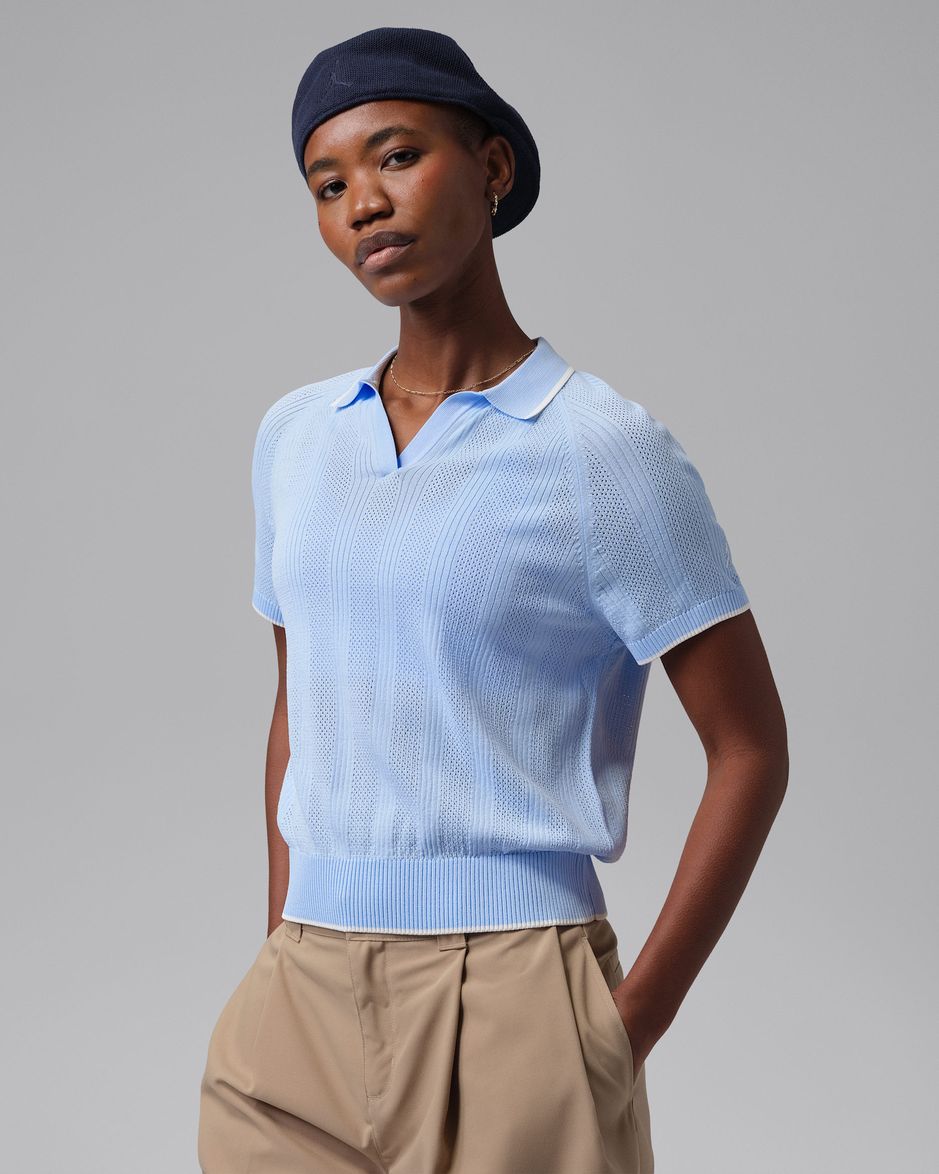 Jordan Sport Women's Golf Knit Polo - Hydrogen Blue/Sail/Sail