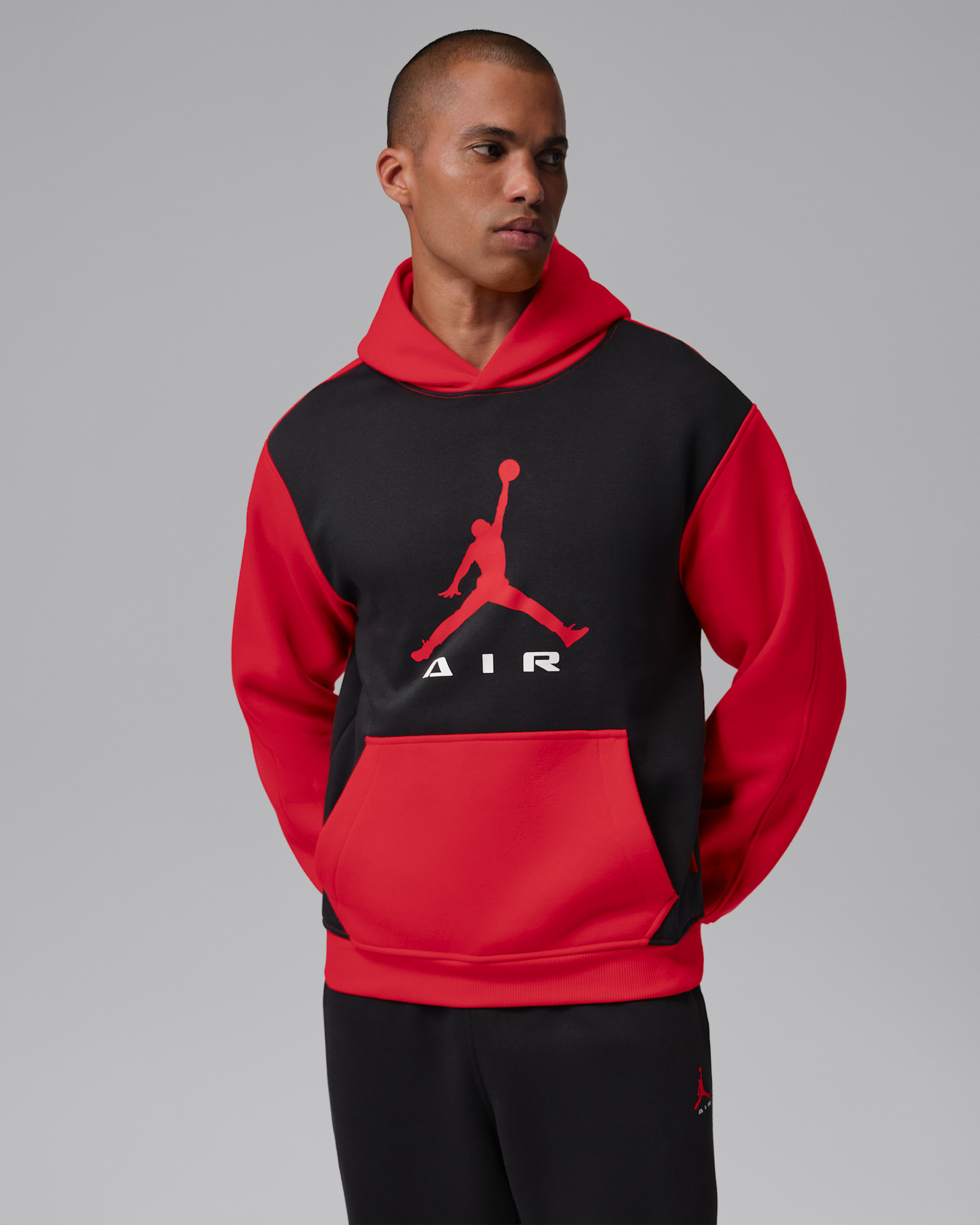 Jordan Brooklyn Men's Pullover Hoodie - Black/University Red/University Red