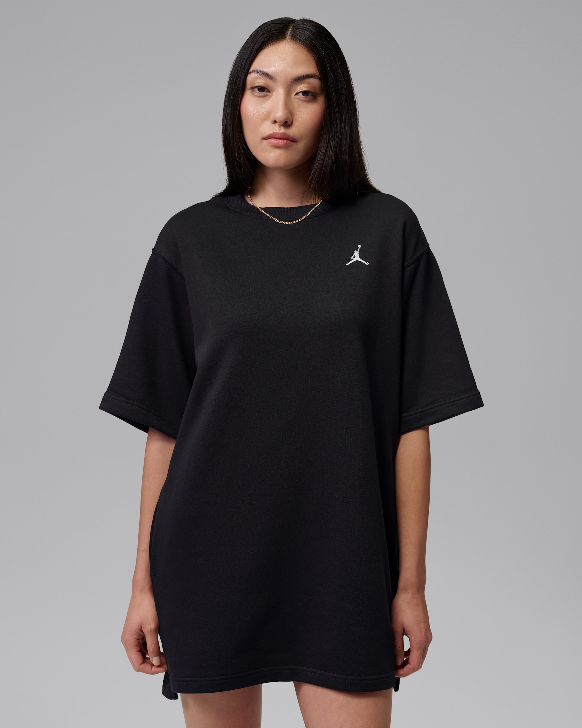 Jordan Brooklyn Fleece Women's T-Shirt Dress - Black/White