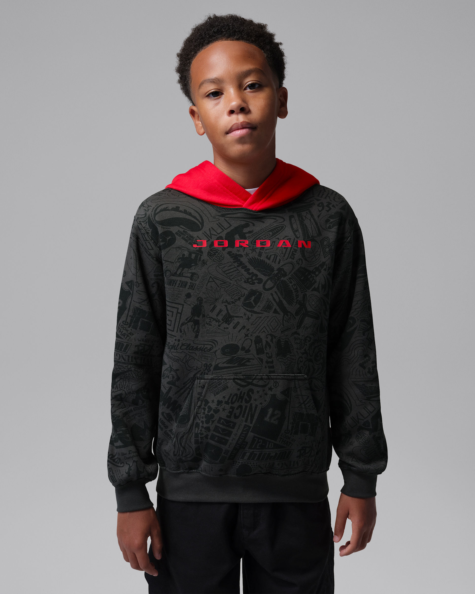 Jordan Big Kids' Brooklyn Printed Pullover Hoodie - Dark Smoke Grey