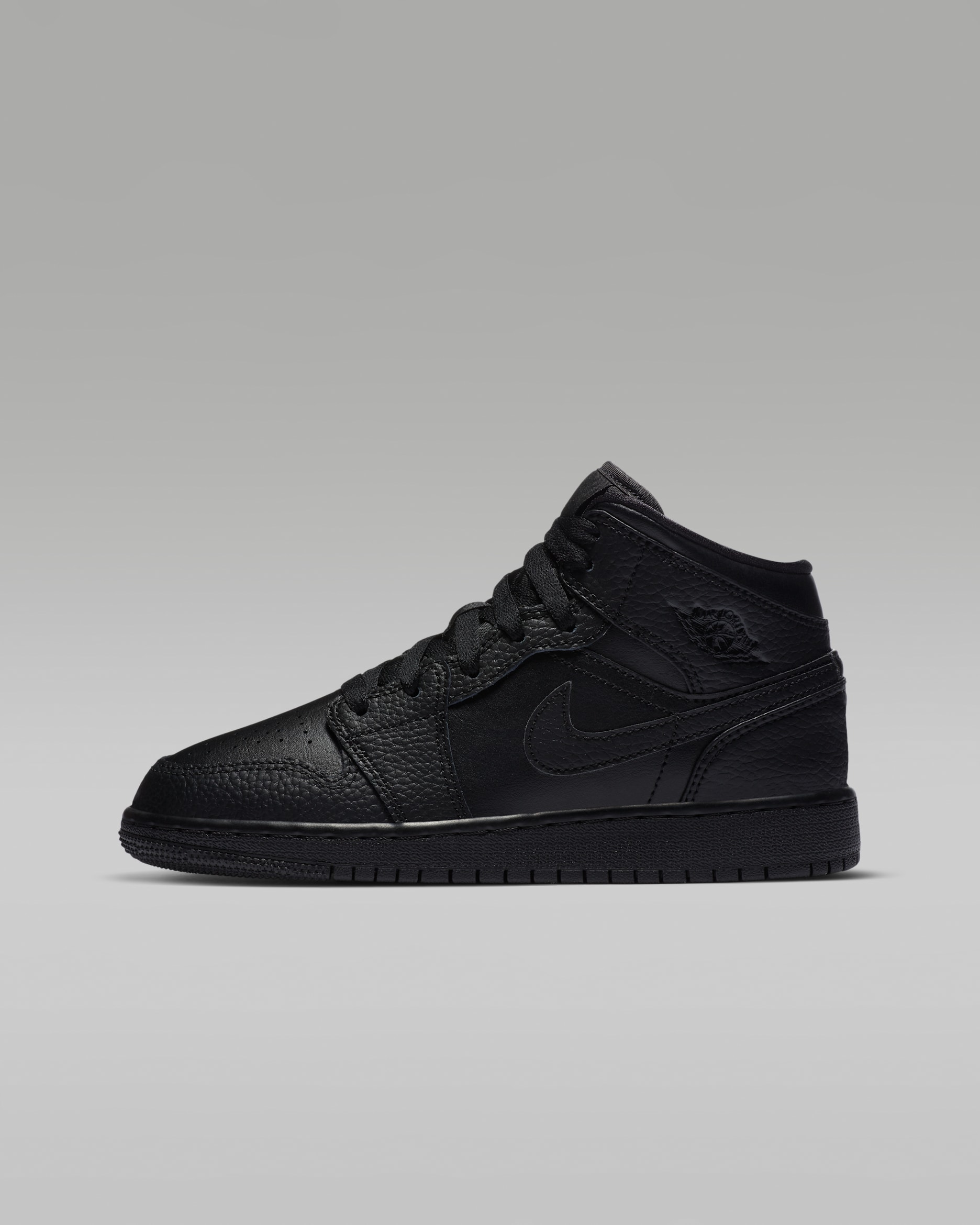 Jordan 1 Mid Big Kids' Shoes - Black/Black/Black