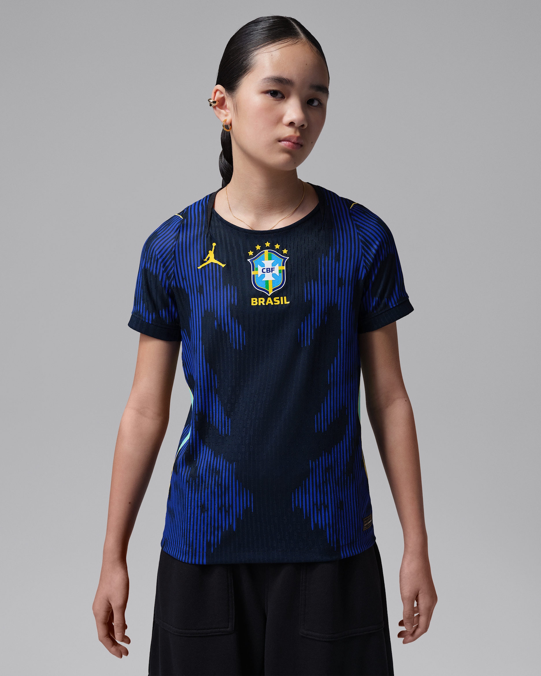 Brasil 2026 Match (bortedrakt) Jordan Aero-FIT autentisk fotballdrakt til store barn - Old Royal/Svart