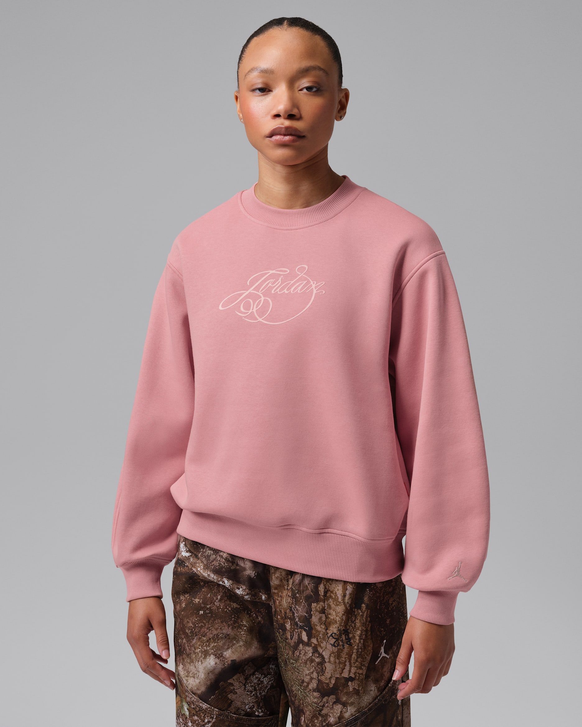 Jordan Brooklyn Fleece Women's Fireside Crew-Neck Sweatshirt - Rust Pink/Pearl White