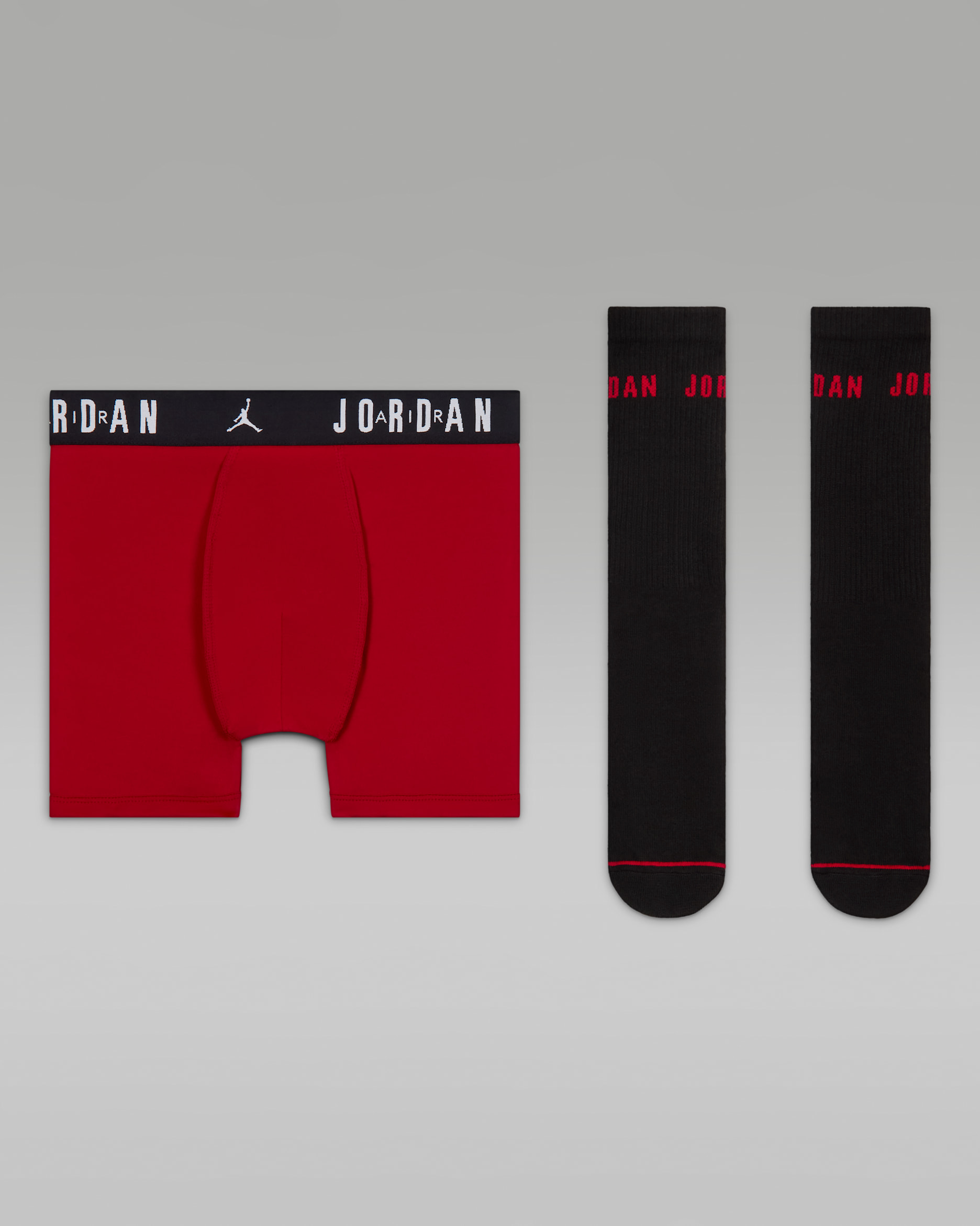 Conjunto de 2 piezas de calcetas y ropa interior Dri-FIT para niños talla grande Jordan - Rojo gimnasio