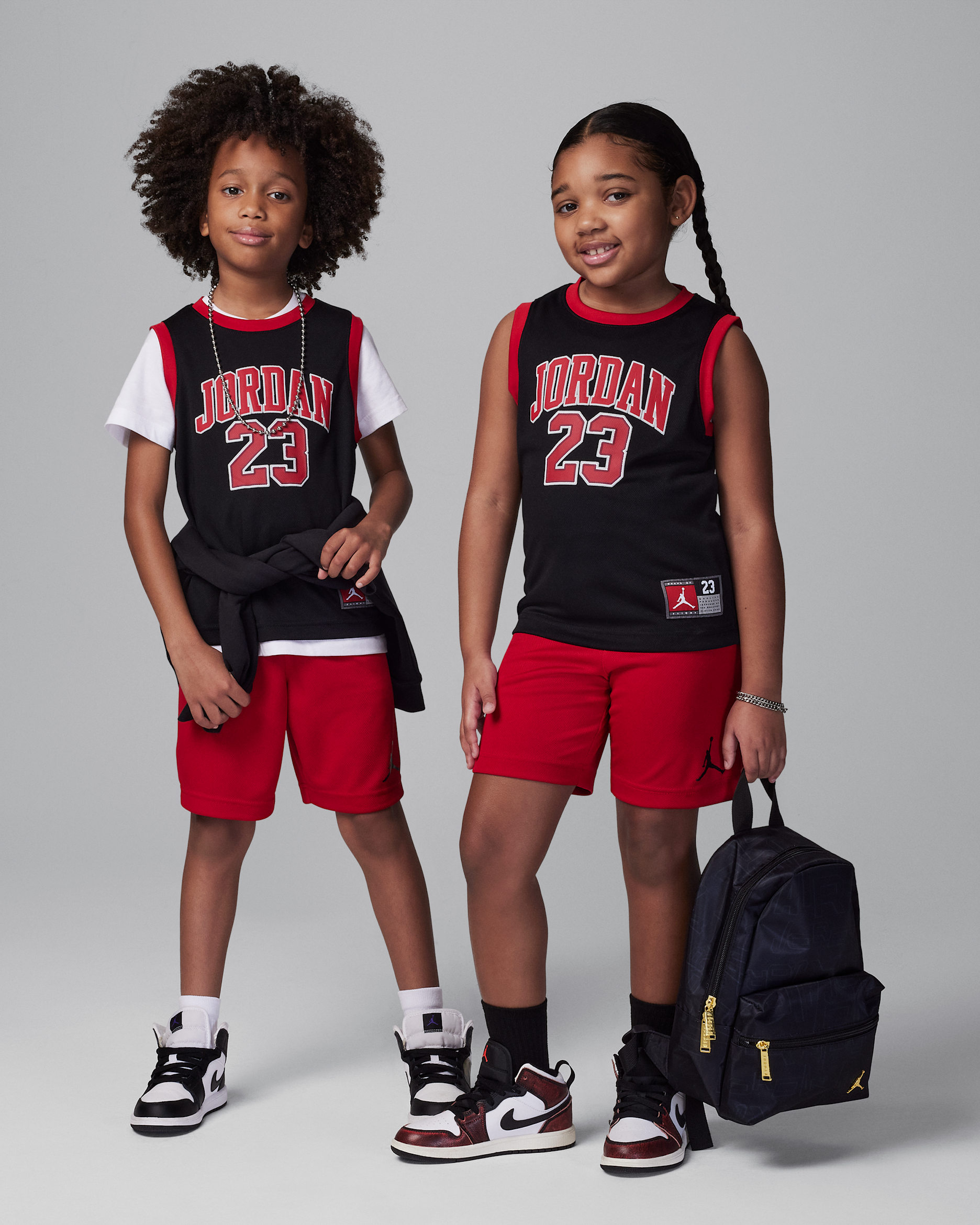 Conjunto de jersey para niños talla pequeña Jordan 23 - Negro/Rojo gimnasio