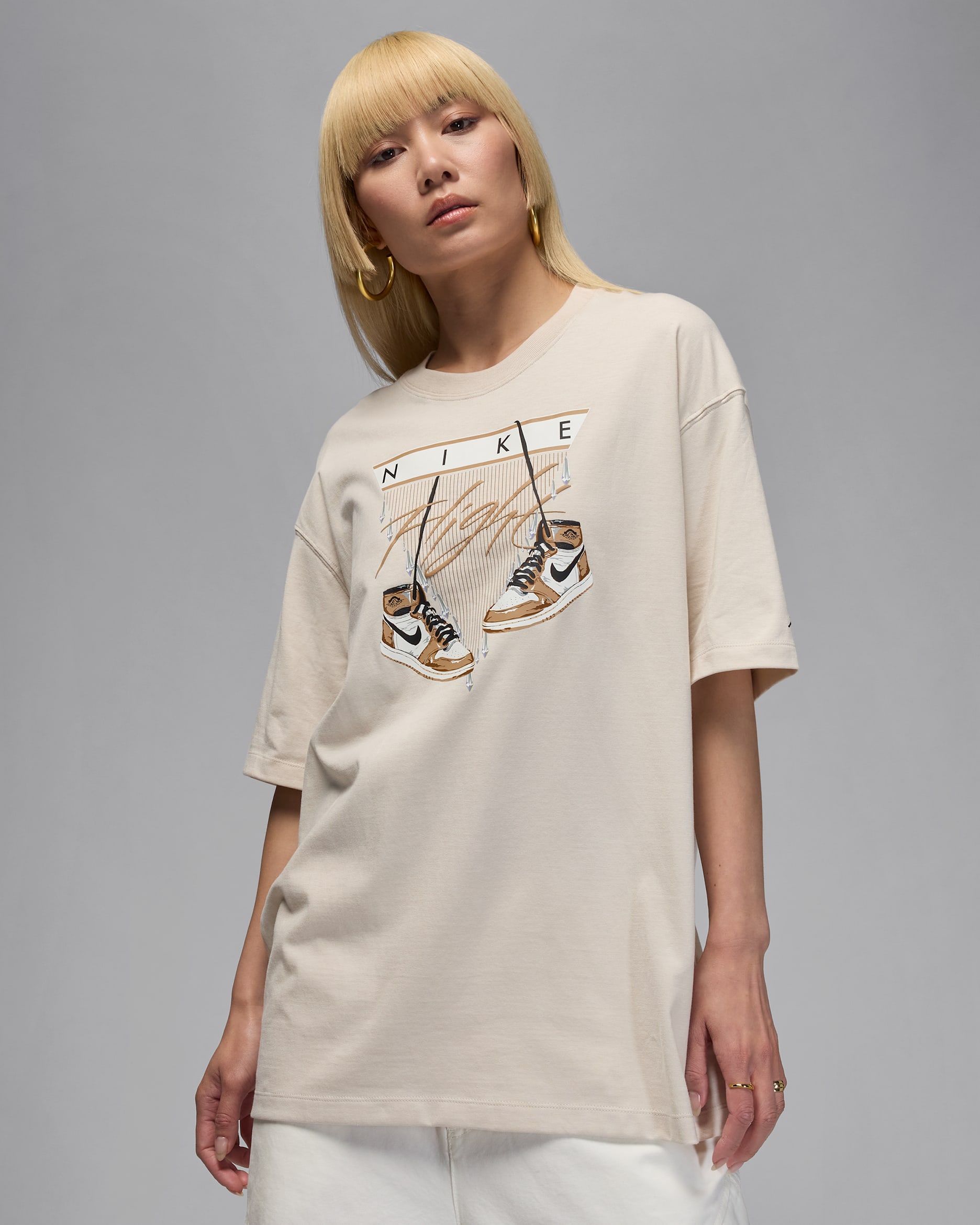 T-shirt oversize Jordan Flight – Donna - Light Orewood Brown/Sail/Nero