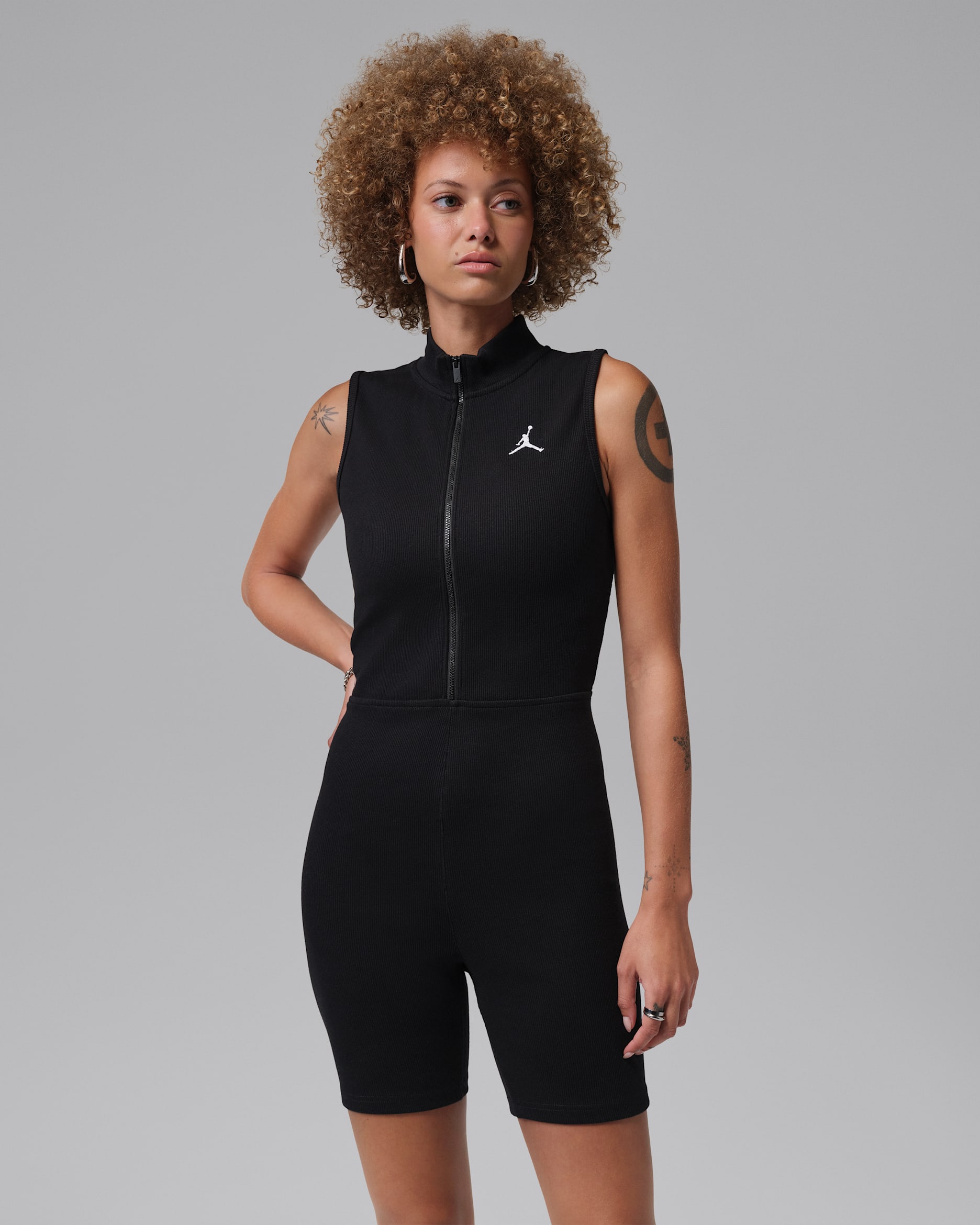 Jordan Brooklyn Women's Romper Bodysuit - Black/White