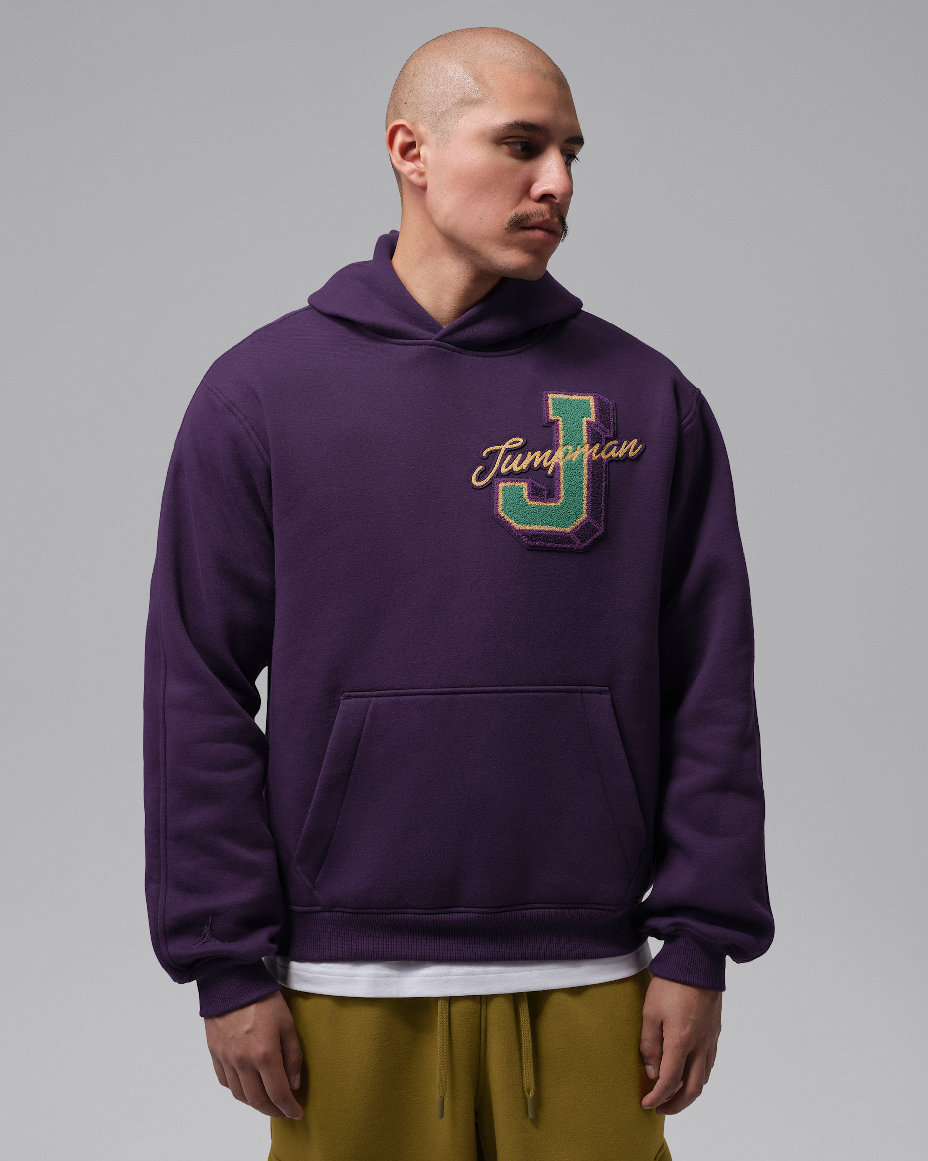 Jordan Brooklyn Men's Statement Pullover Hoodie - Grand Purple/Green Noise